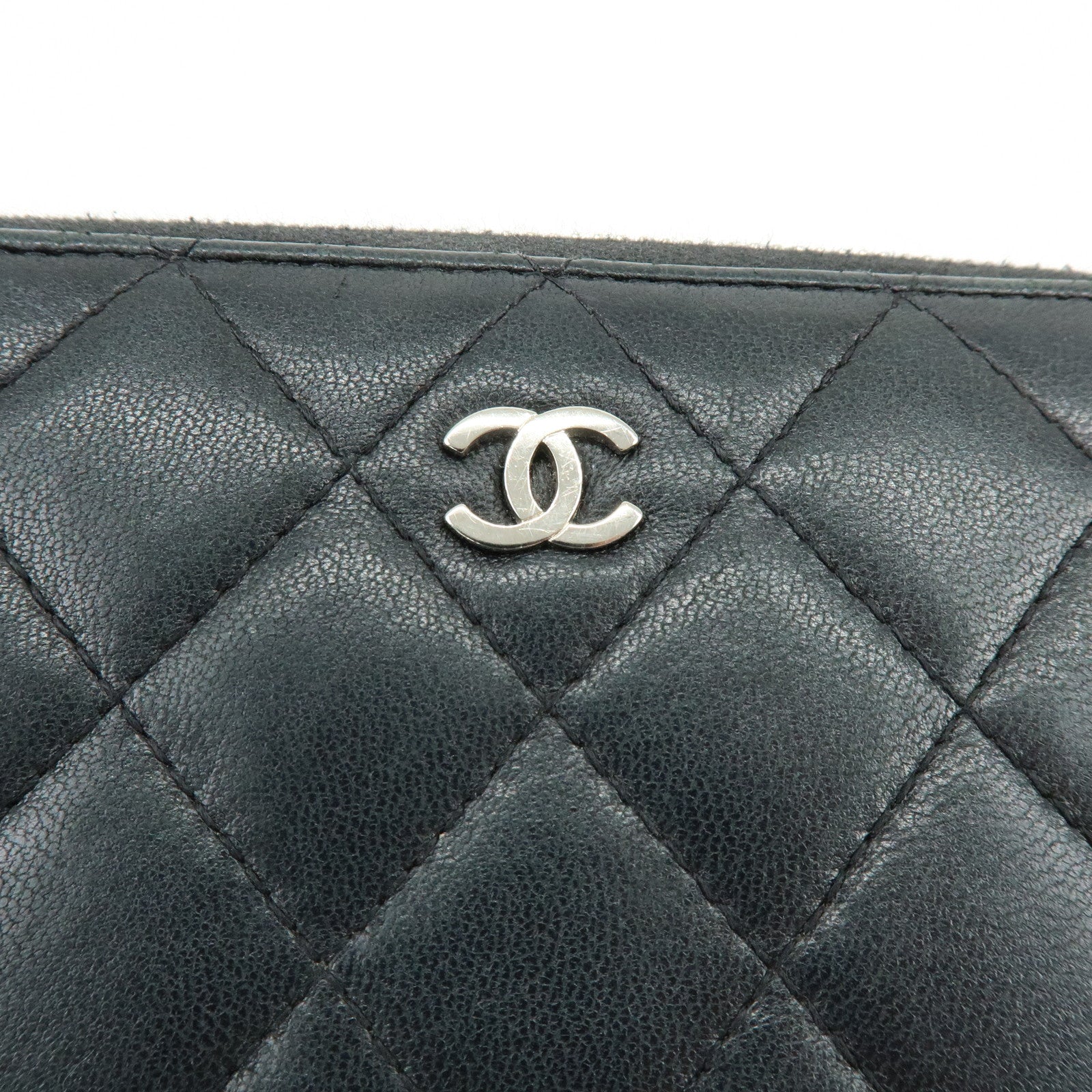 CHANEL Matelasse COCO Mark Round Zippy Long Wallet Black A50097