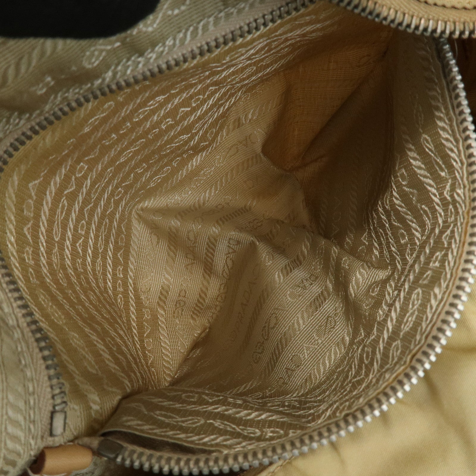PRADA Logo Nylon Leather Shoulder Bag Hand Bag Beige BR3315