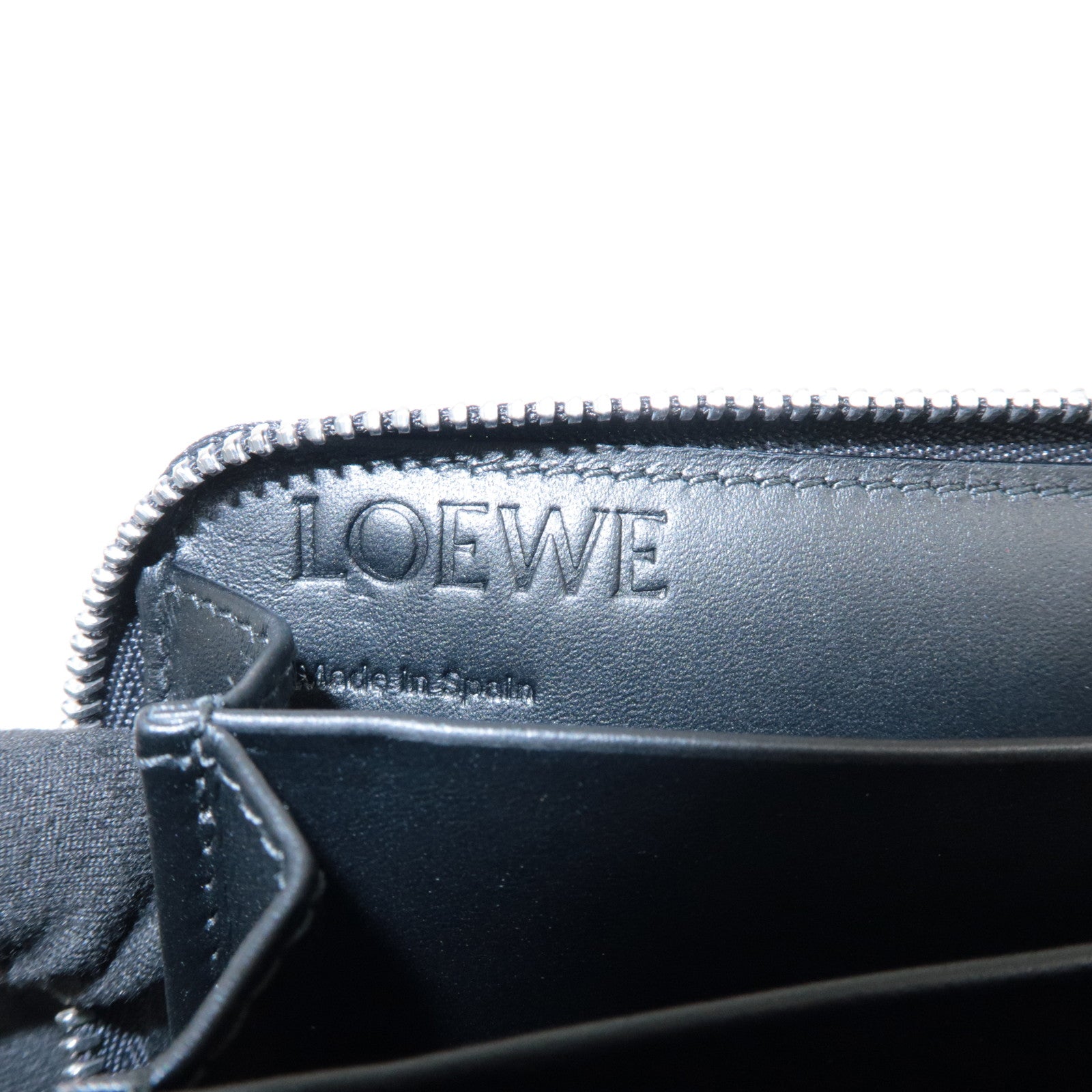 LOEWE Anagram Soft Grain Calf Coin Card Card Case Silver HDW Black Used