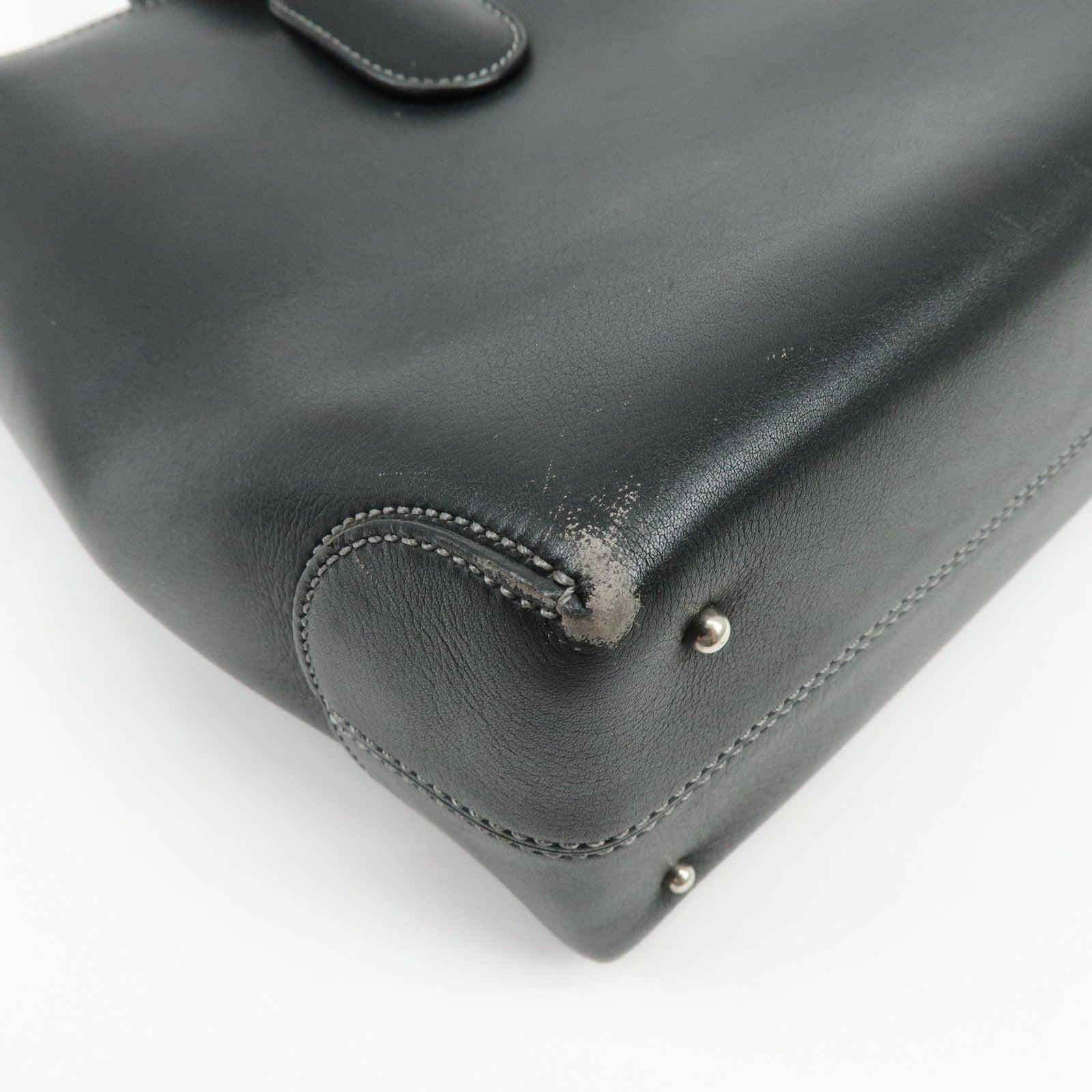 TOD'S Leather Stitch 2Way Bag Tote Bag Hand Bag Black