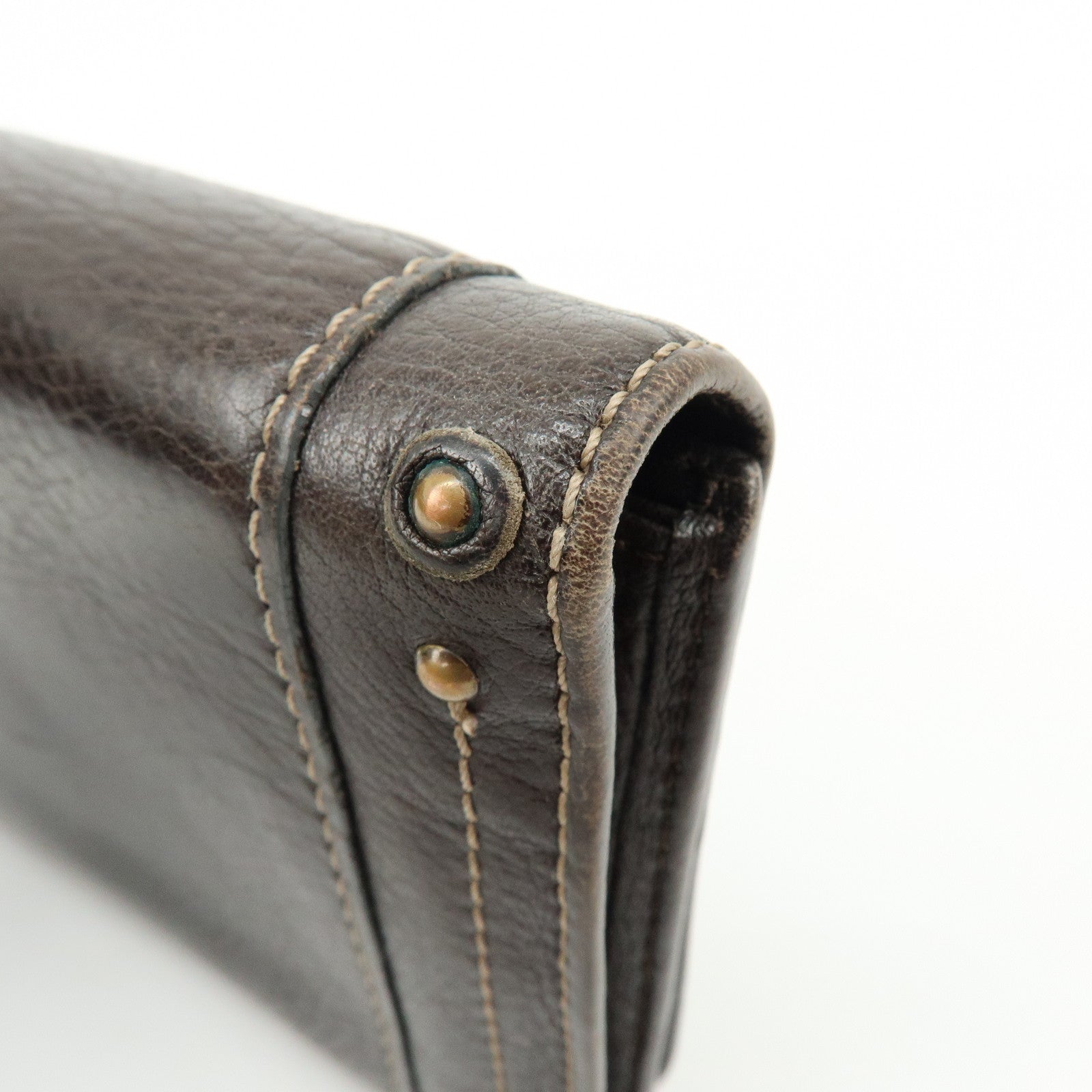 Chloe Paddington Leather Long Flap Wallet Dark Brown