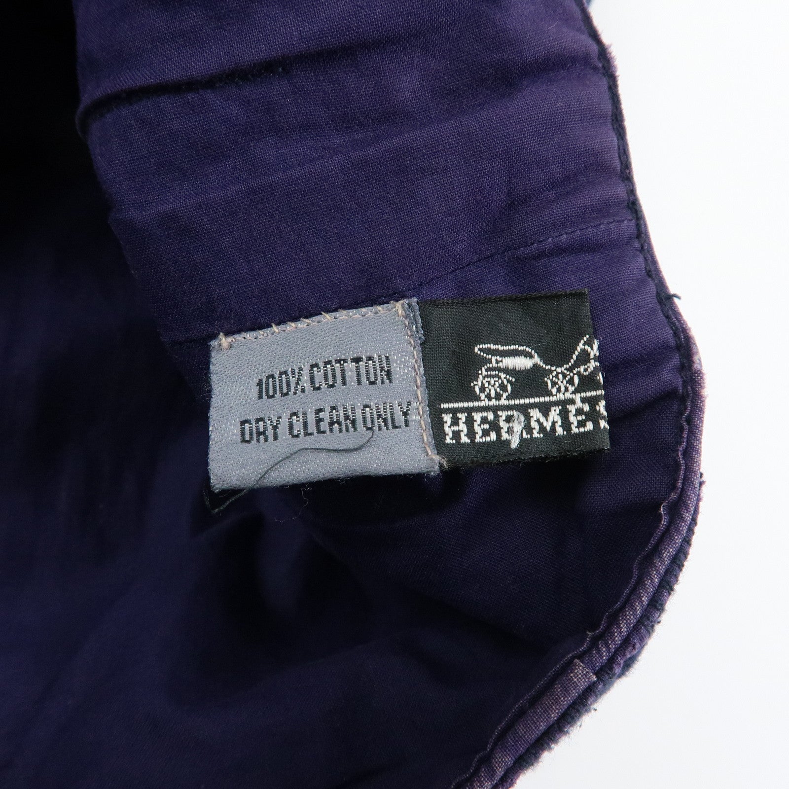 HERMES Amedaba GM Canvas Leather Tote Bag Hand Bag Navy Purple