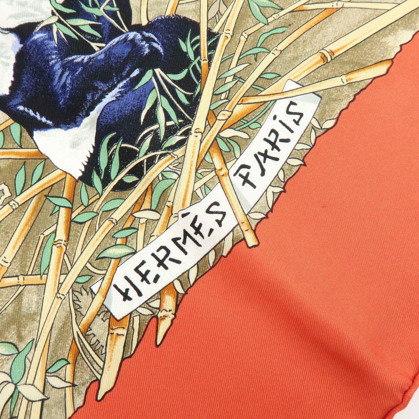 HERMES Carre 90 Silk 100% Scarf Sichuan Province Orange Beige