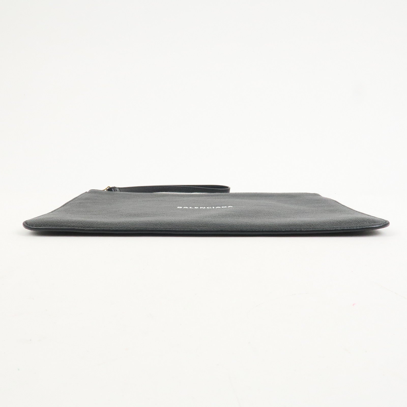 BALENCIAGA Everyday Leather Clutch Bag Flat Pouch Black 655605
