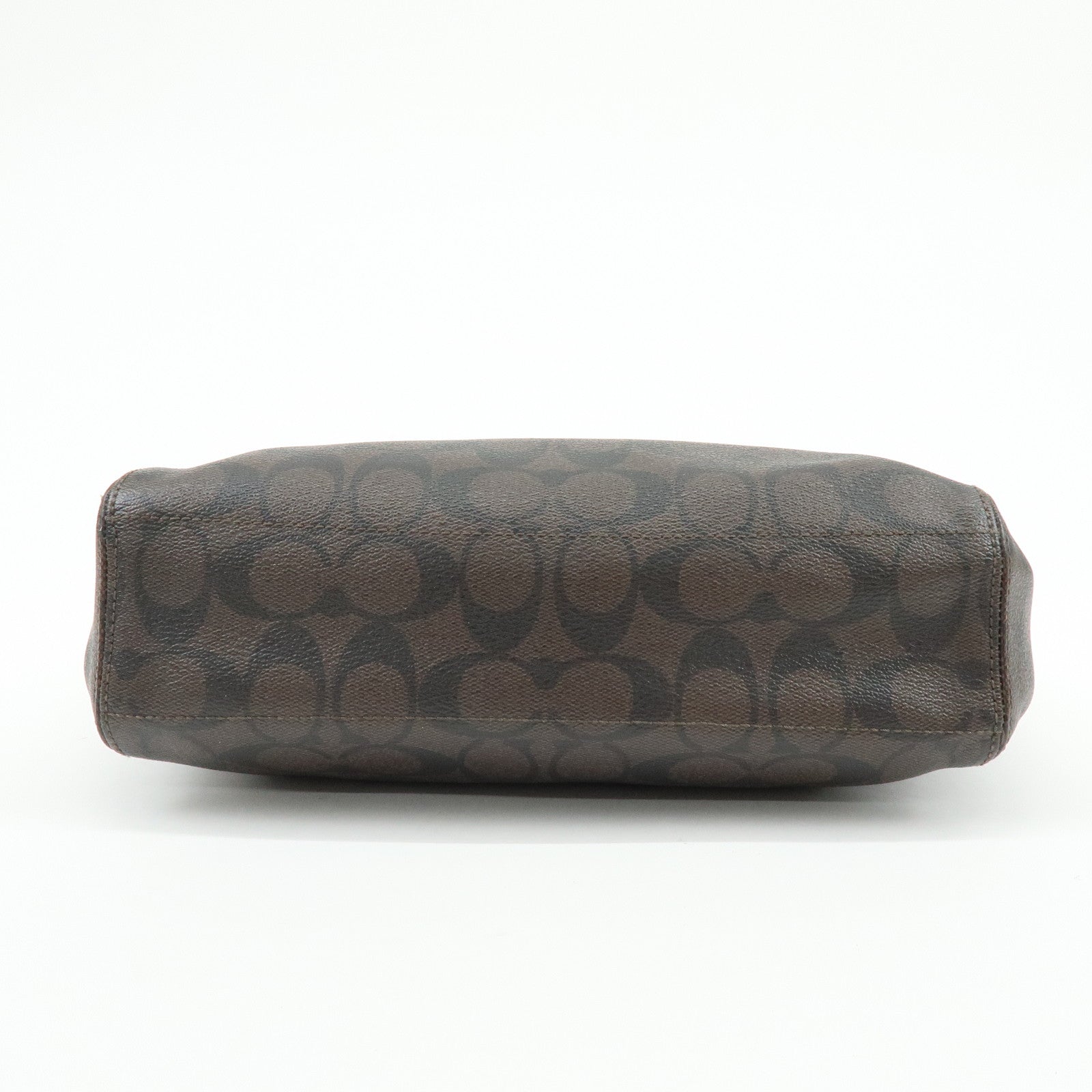 COACH Signature PVC Leather Tote Bag Hand Bag Brown