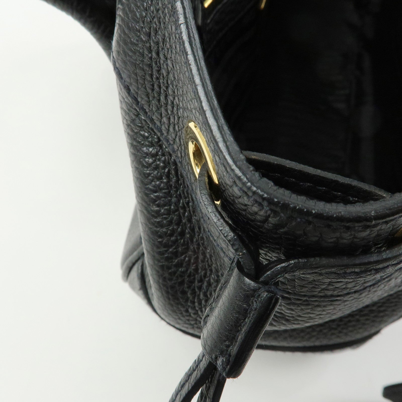 PRADA Vitello Daino Leather Hand Bag Shoulder Bag Black BR3207