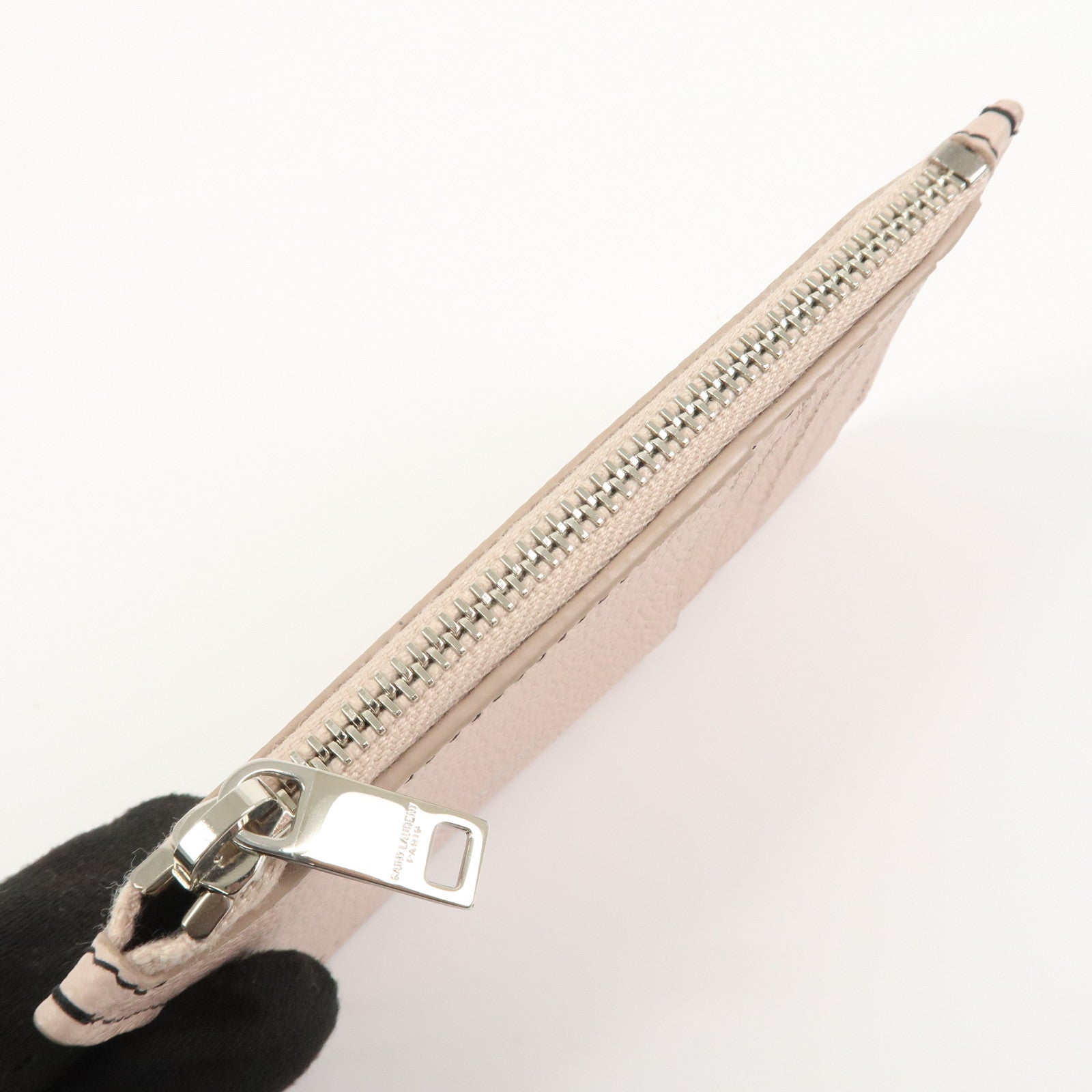 SAINT LAURENT PARIS Leather Card Case Card Holder Light Pink 458583