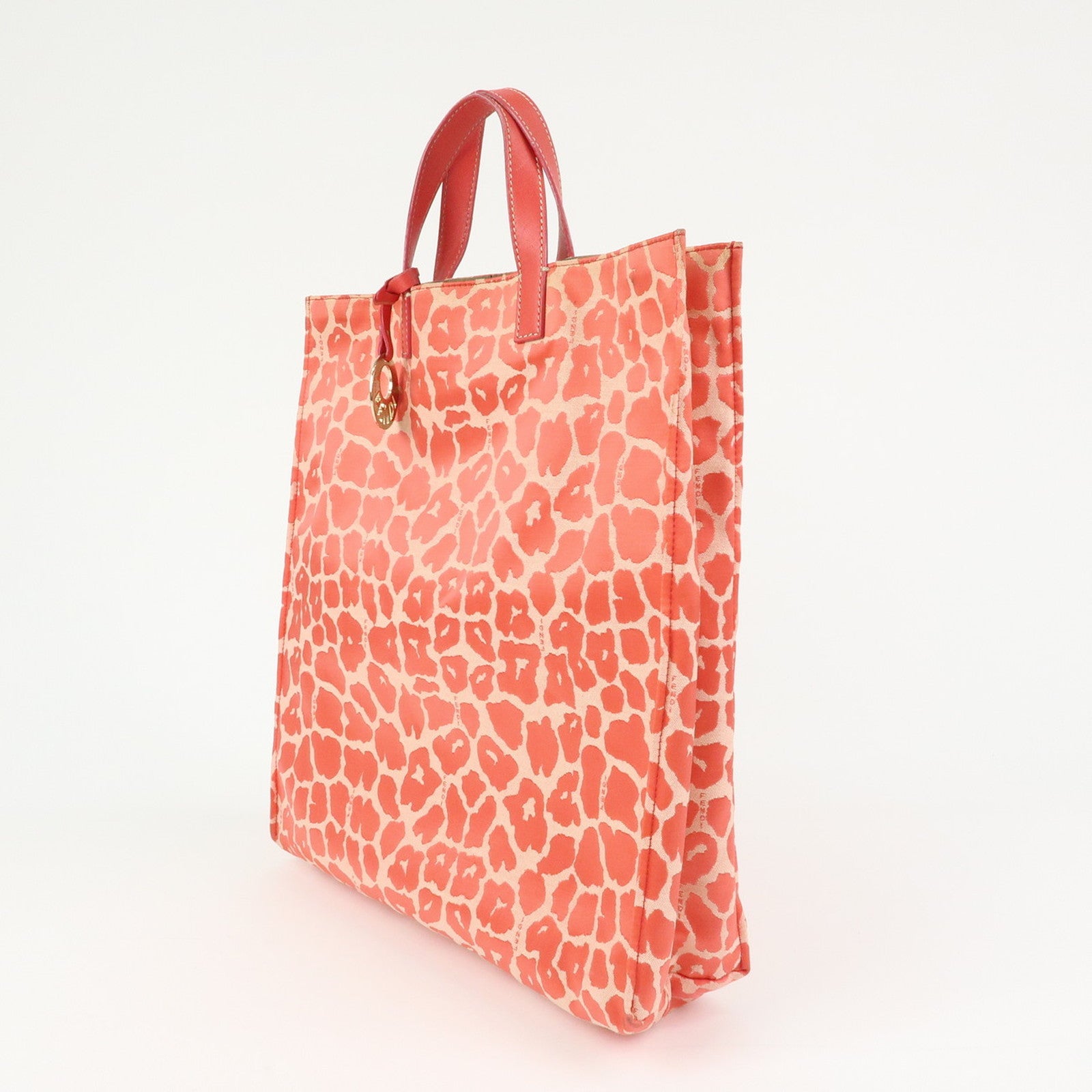 FENDI Canvas Leather Tote Bag Hand Bag Leopard Pink 8BH173