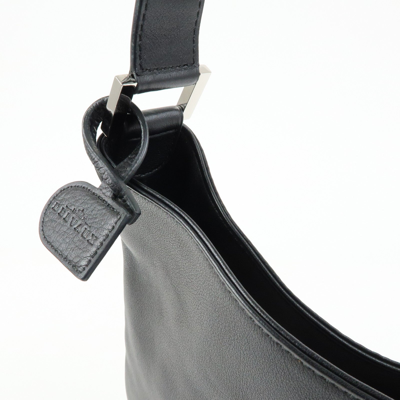 DELVAUX Louise Leather Shoulder Bag Hand Bag Black
