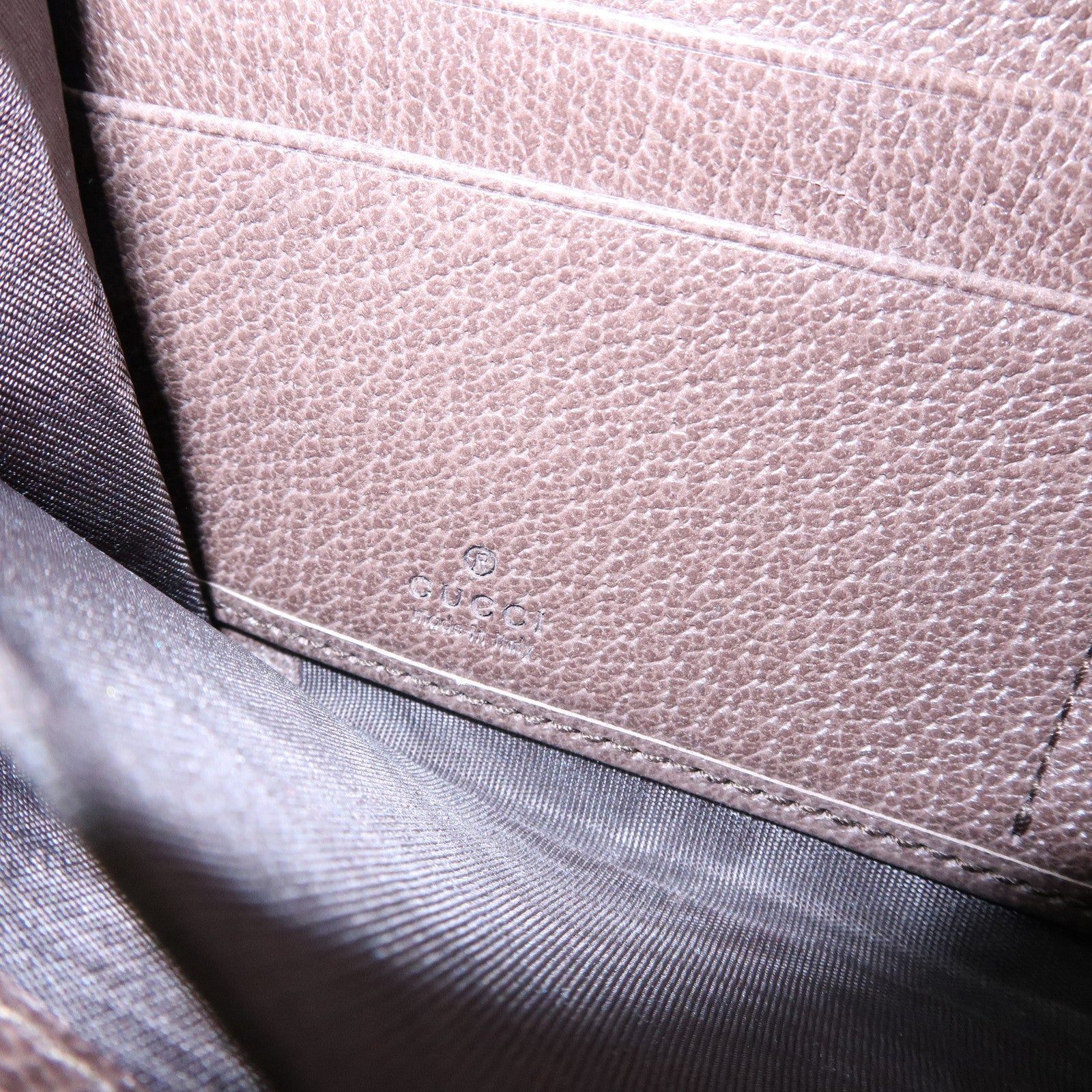 GUCCI Ophidia Sherry GG Supreme Leather Round Zippy Wallet 523154