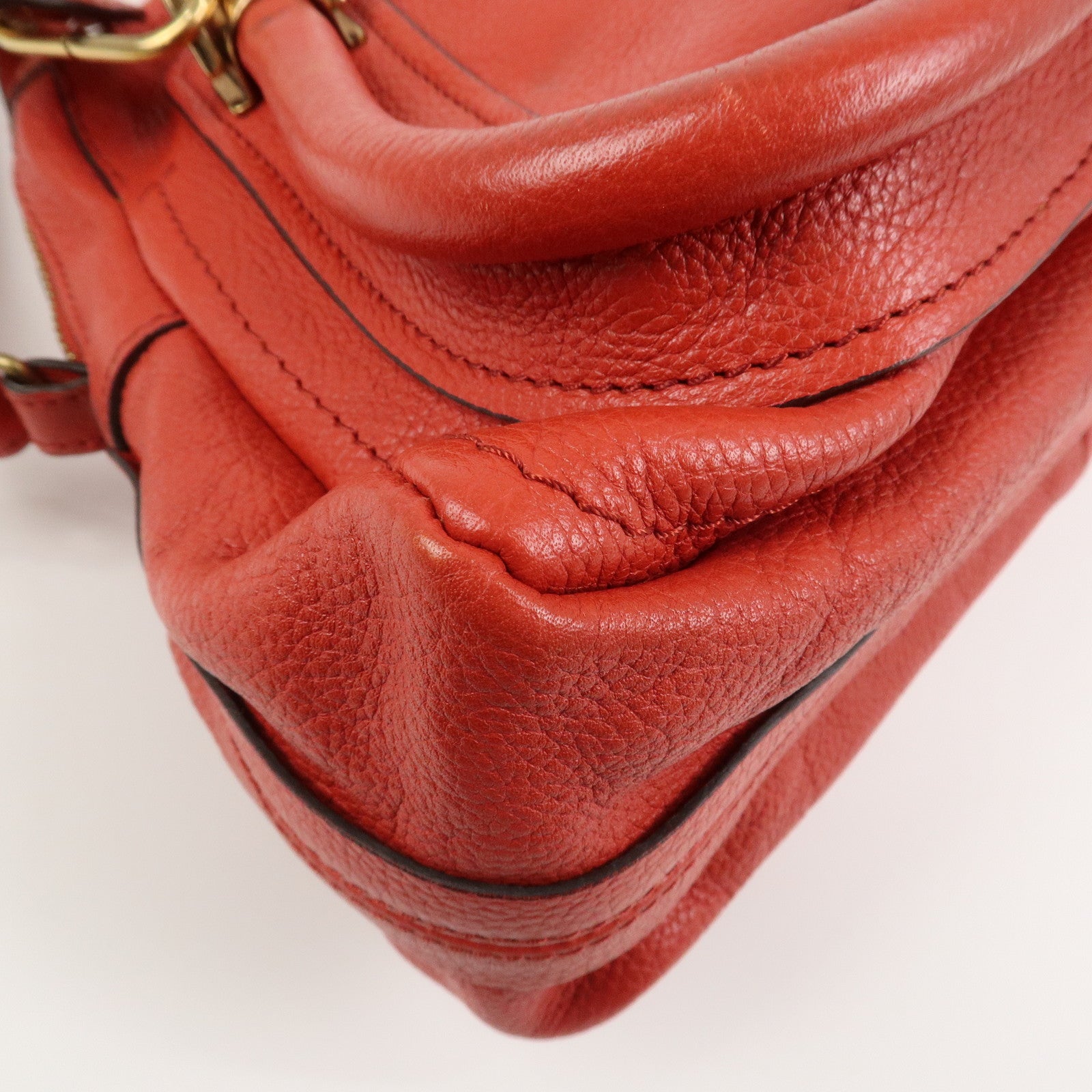 Chloe Paraty Leather 2Way Bag Shoulder Bag Hand Bag Red 031157