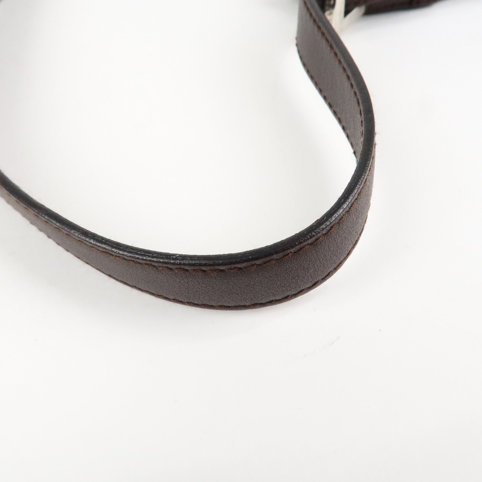 BVLGARI Logo Mania Canvas Leather Shoulder Bag khaki Dark Brown Used