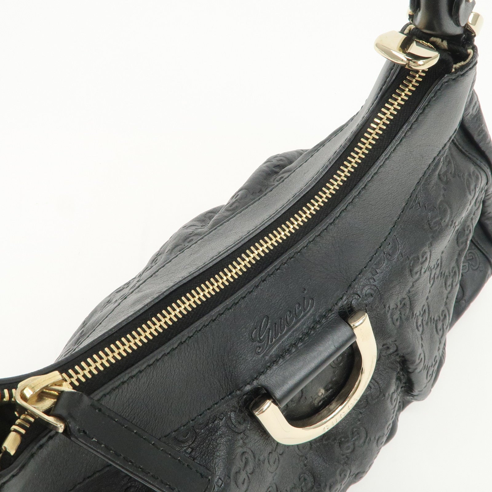 GUCCI Abbey Guccissima Leather Shoulder Bag Hand Bag Black 190525