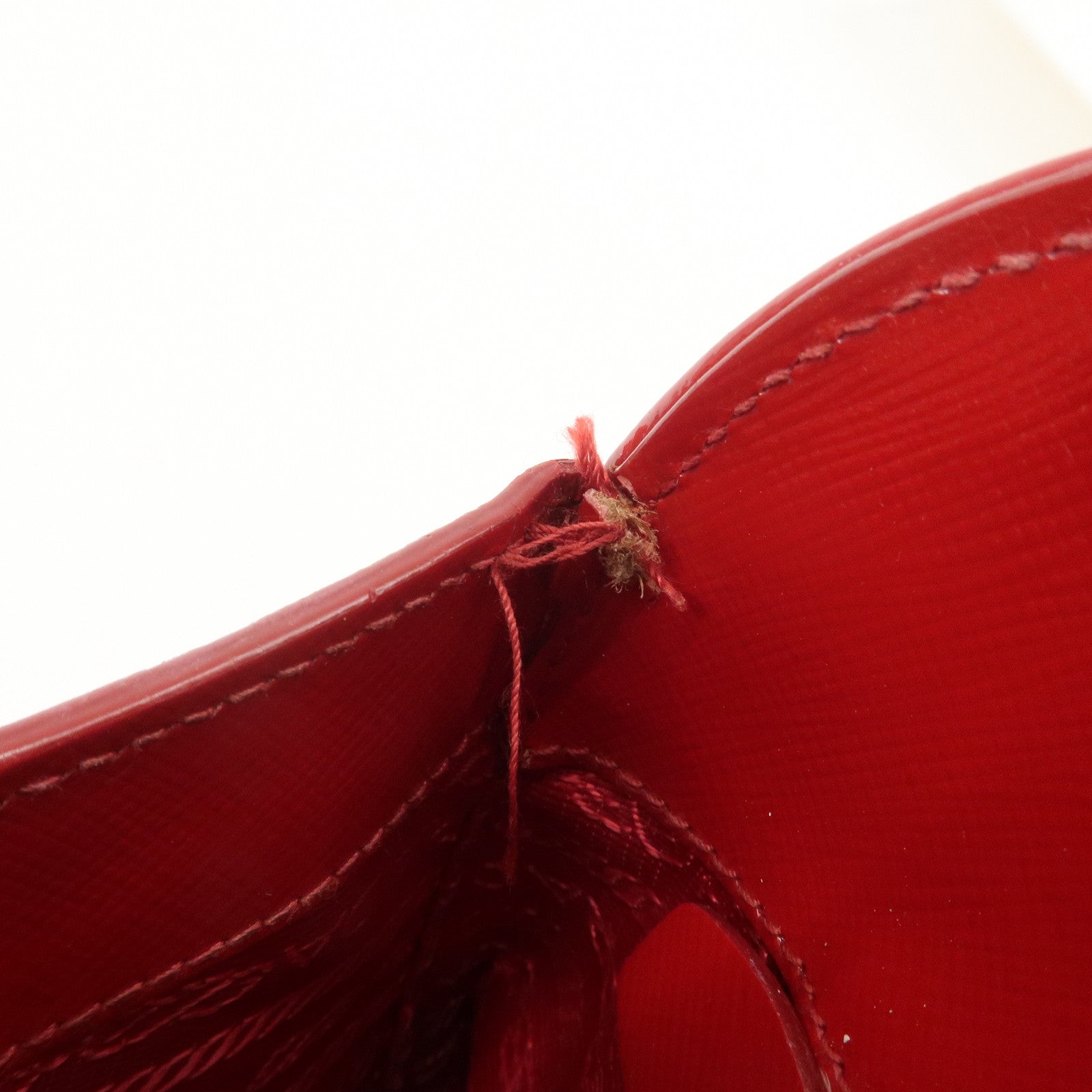 PRADA Triangle Logo Patent Leather 2WAY Bag Hand Bag Red BN2567