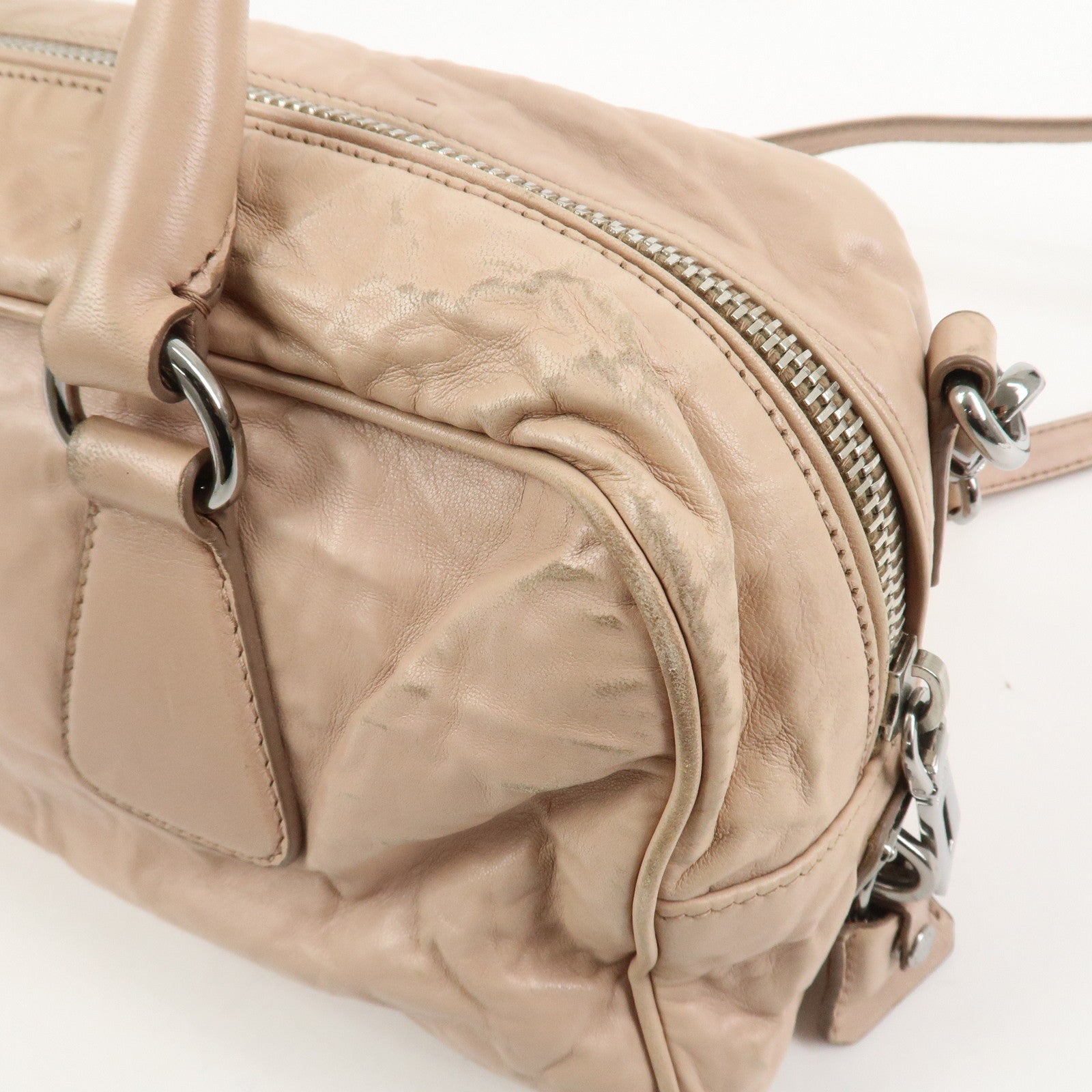 PRADA Nappa Leather 2Way Bag Hand Bag Shoulder Bag Light Pink