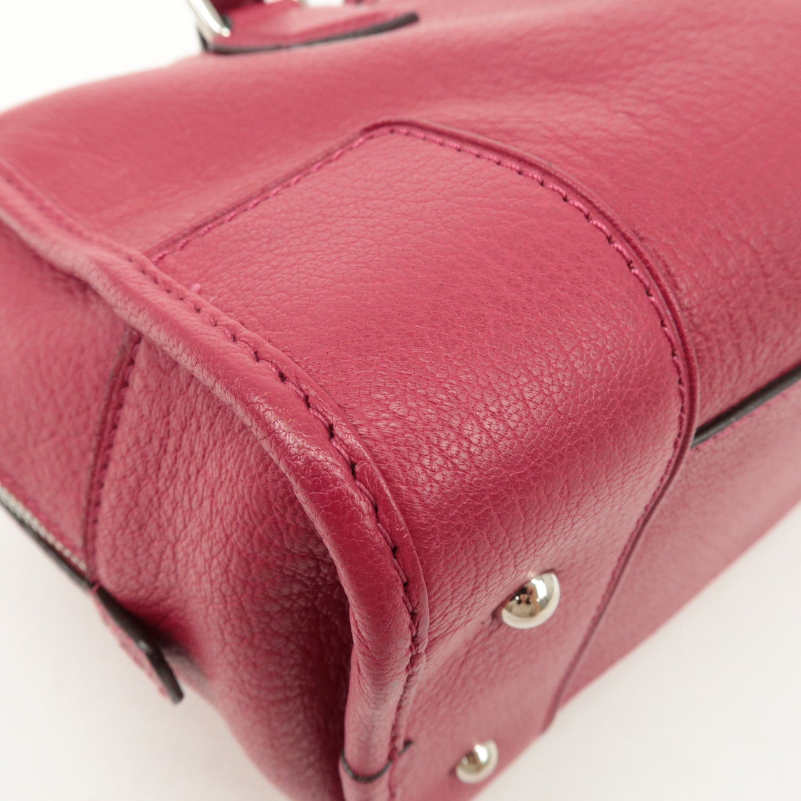 LOEWE Anagram Leather Amazona 28 Hand Bag Boston Bag Red Used