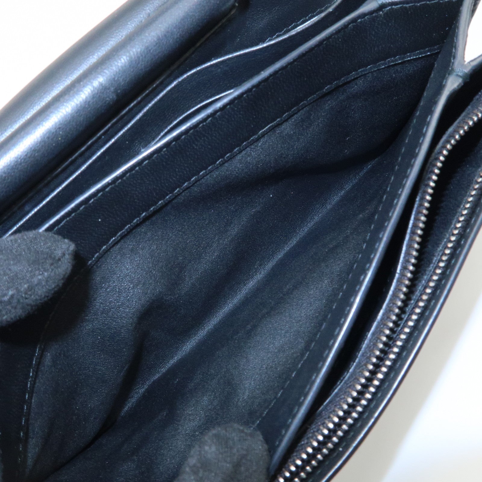 BOTTEGA VENETA Intrecciato Leather Chain Wallet Black