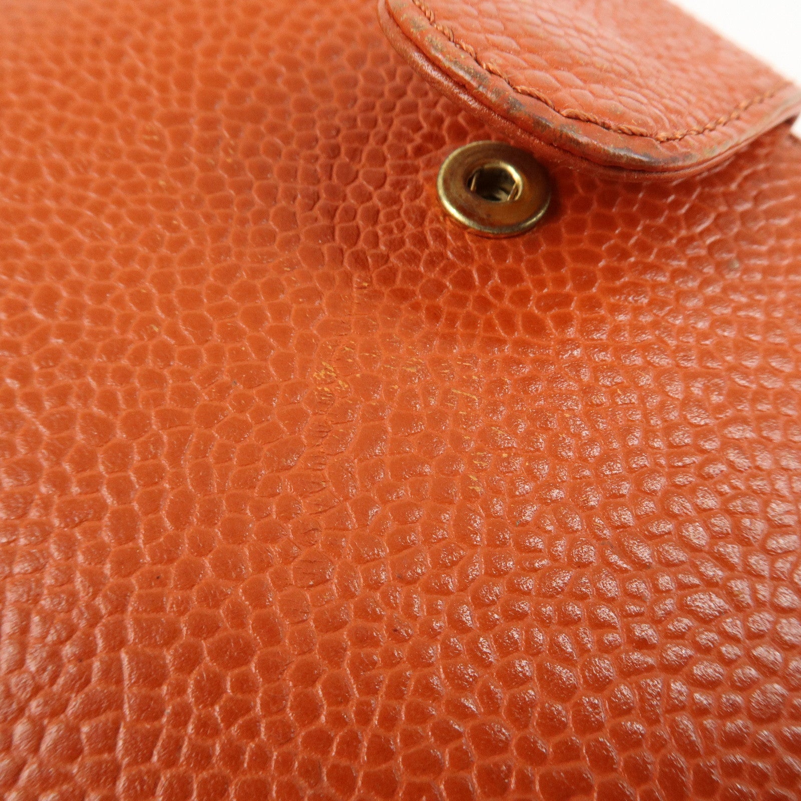 CHANEL COCO Mark Caviarskin Double Hook Bi-Fold Wallet A13496 Used