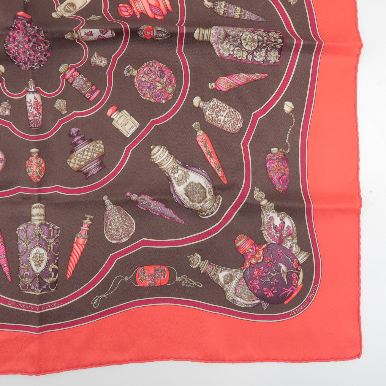 HERMES Carre 70 Silk 100% Set of 2 Scarves Red Pink