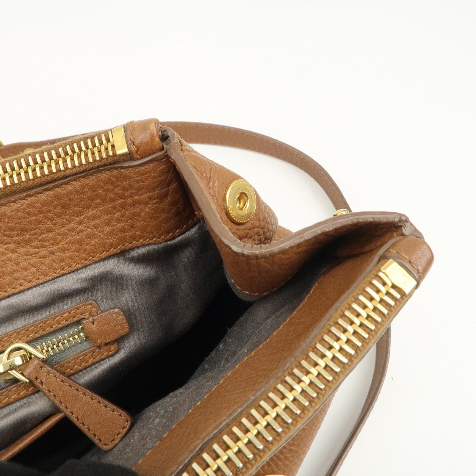 MIU MIU Logo Leather 2Way Bag Hand Bag Shoulder Bag Brown RN0761