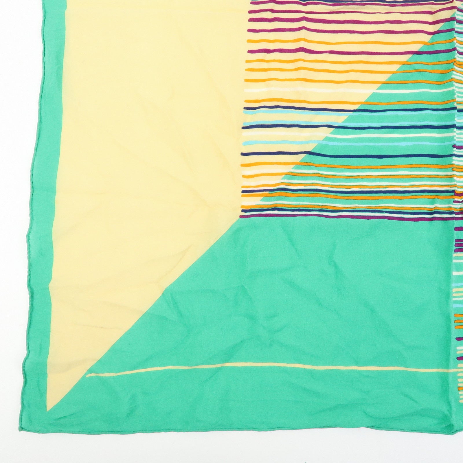 Christian Dior Silk 100% Scarf Stripe Print Green Beige