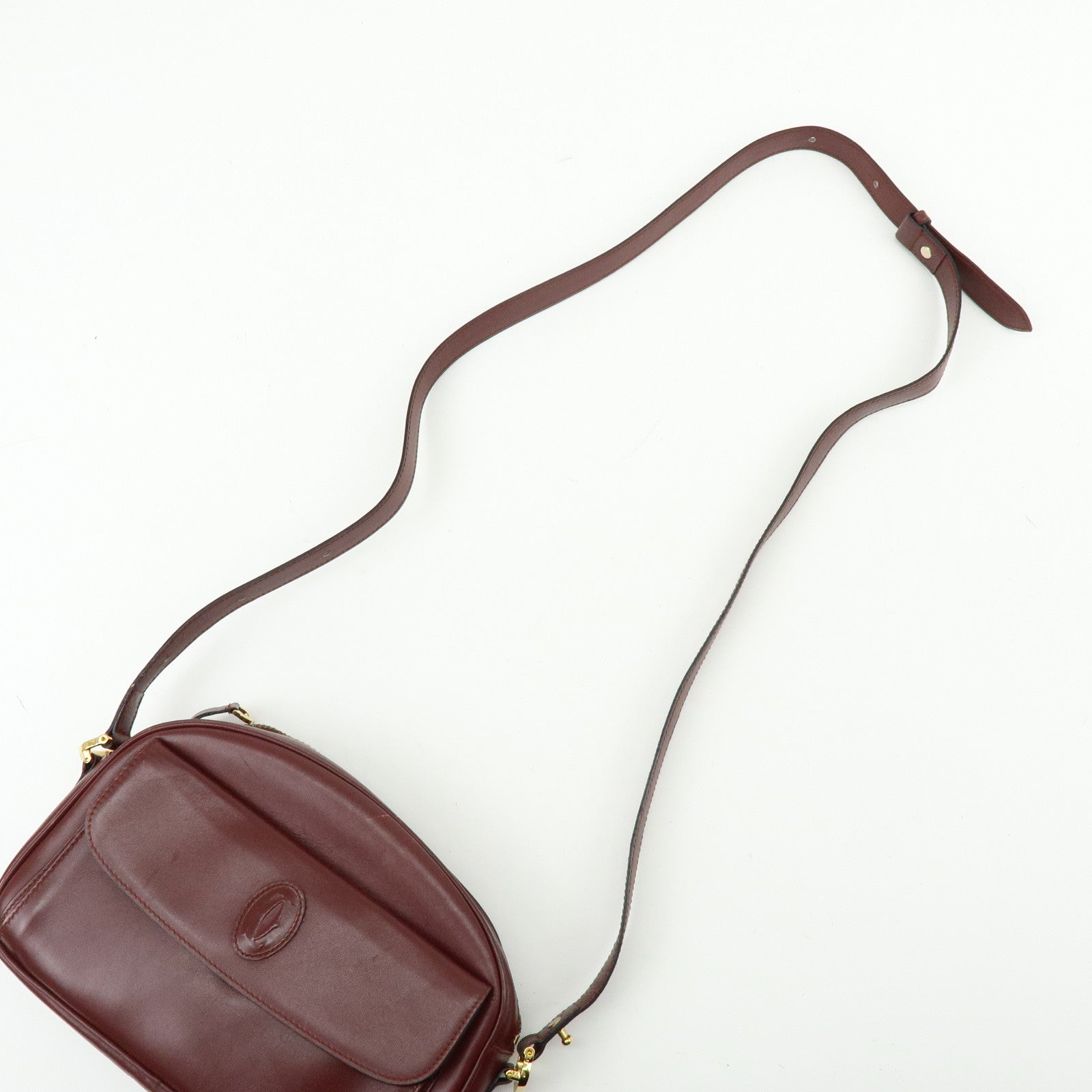 Cartier Must de Cartier Leather Shoulder Bag Crossbody Bag Bordeaux