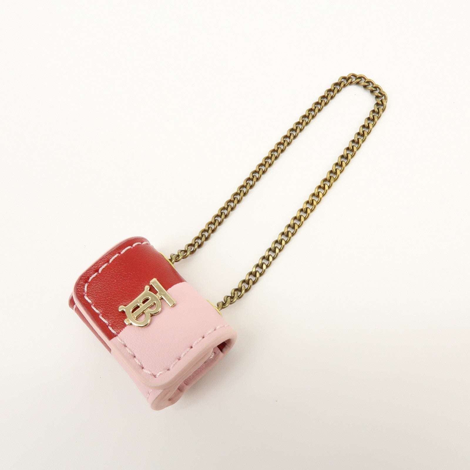 BURBERRY Nova Plaid Canvas Bear Bag Charm Key Holder Beige White