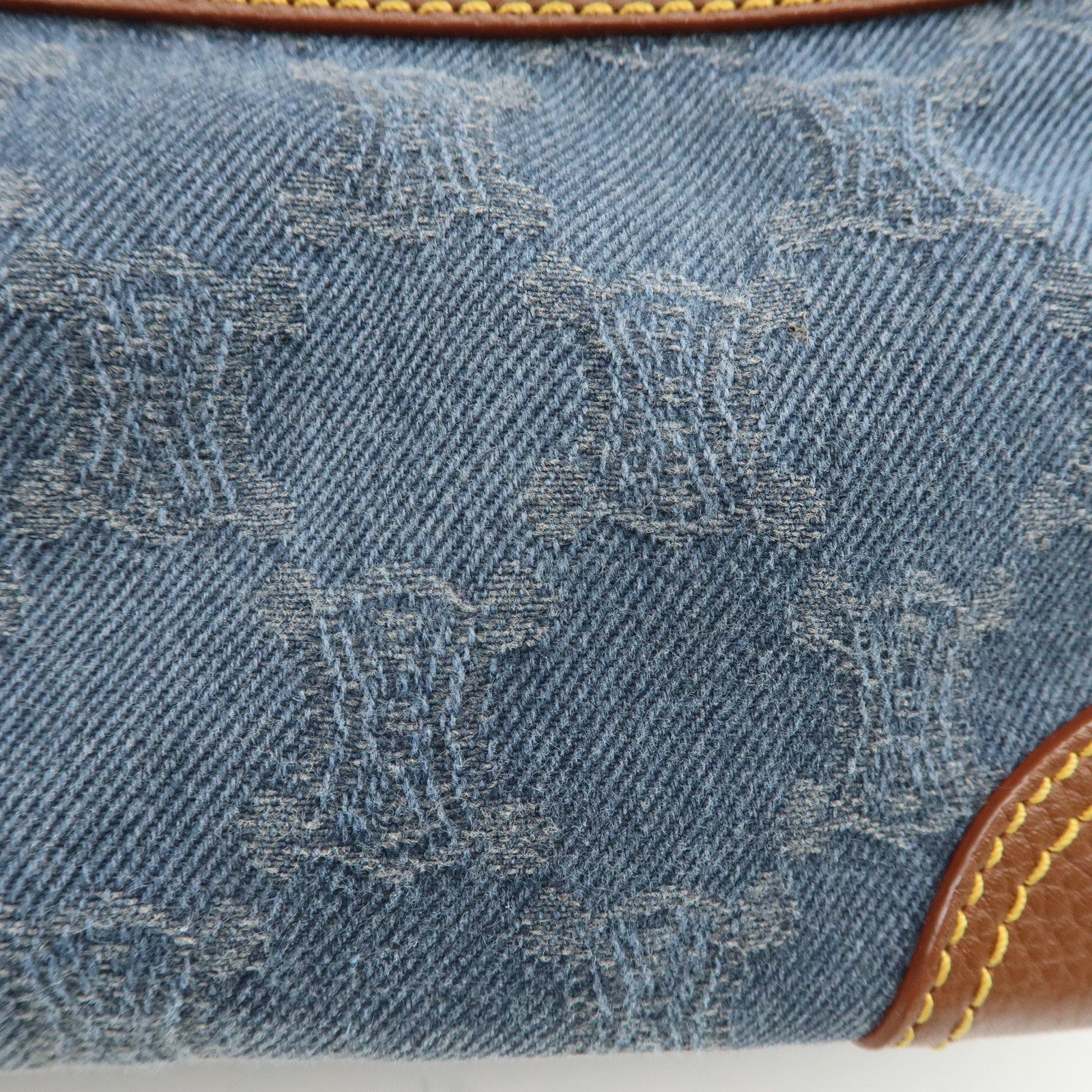 CELINE Macadam Denim Leather Boogie Bag Blue Brown