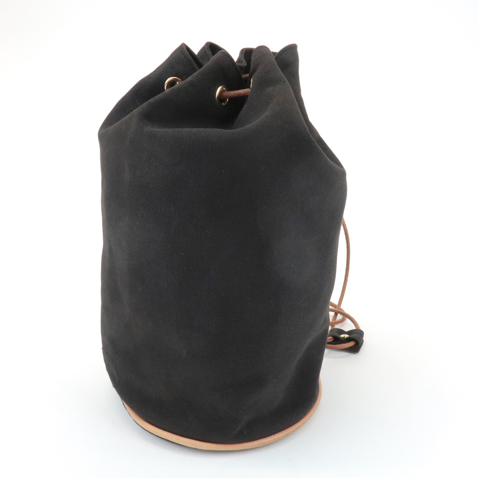 HERMES Canvas Leather Porochon Mimil PM Shoulder Bag Brown Used