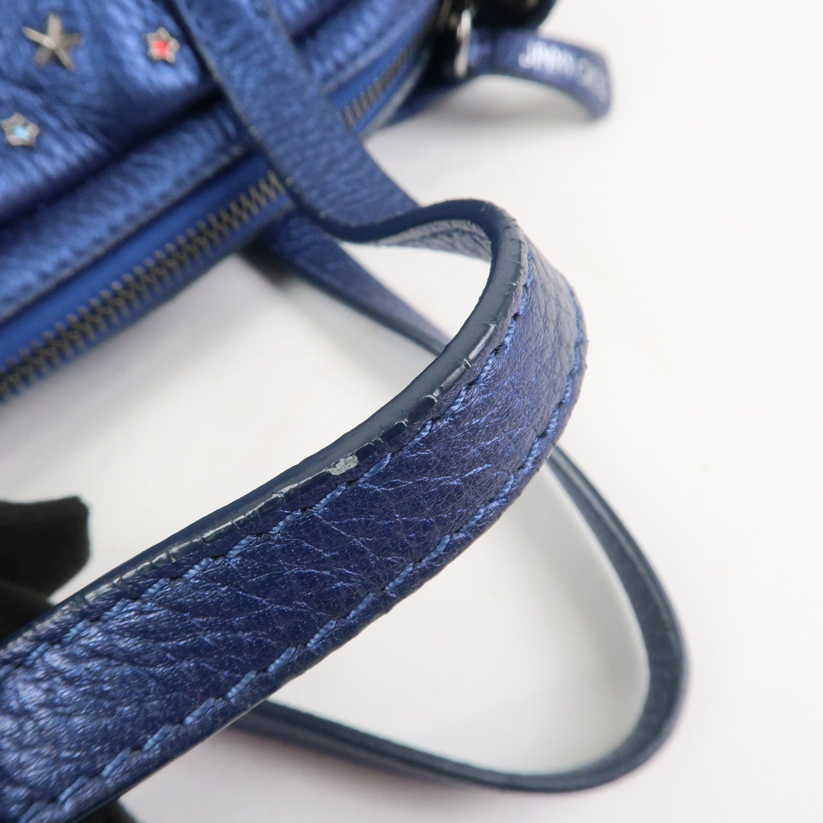 JIMMY CHOO Leather MINISARA 2Way Bag Hand Bag Shoulder Bag Blue