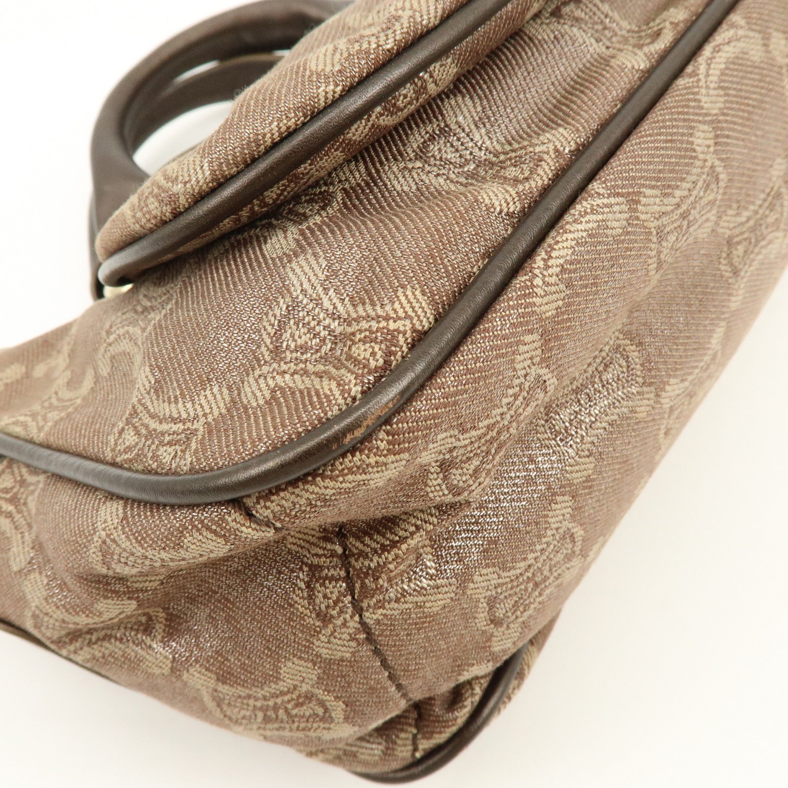 CELINE Macadam Canvas Leather Boogie Bag Hand Bag Brown