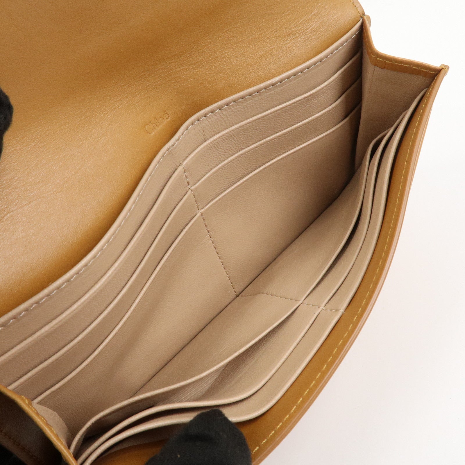 Chloe Leather Bi-hold Long Wallet Brown