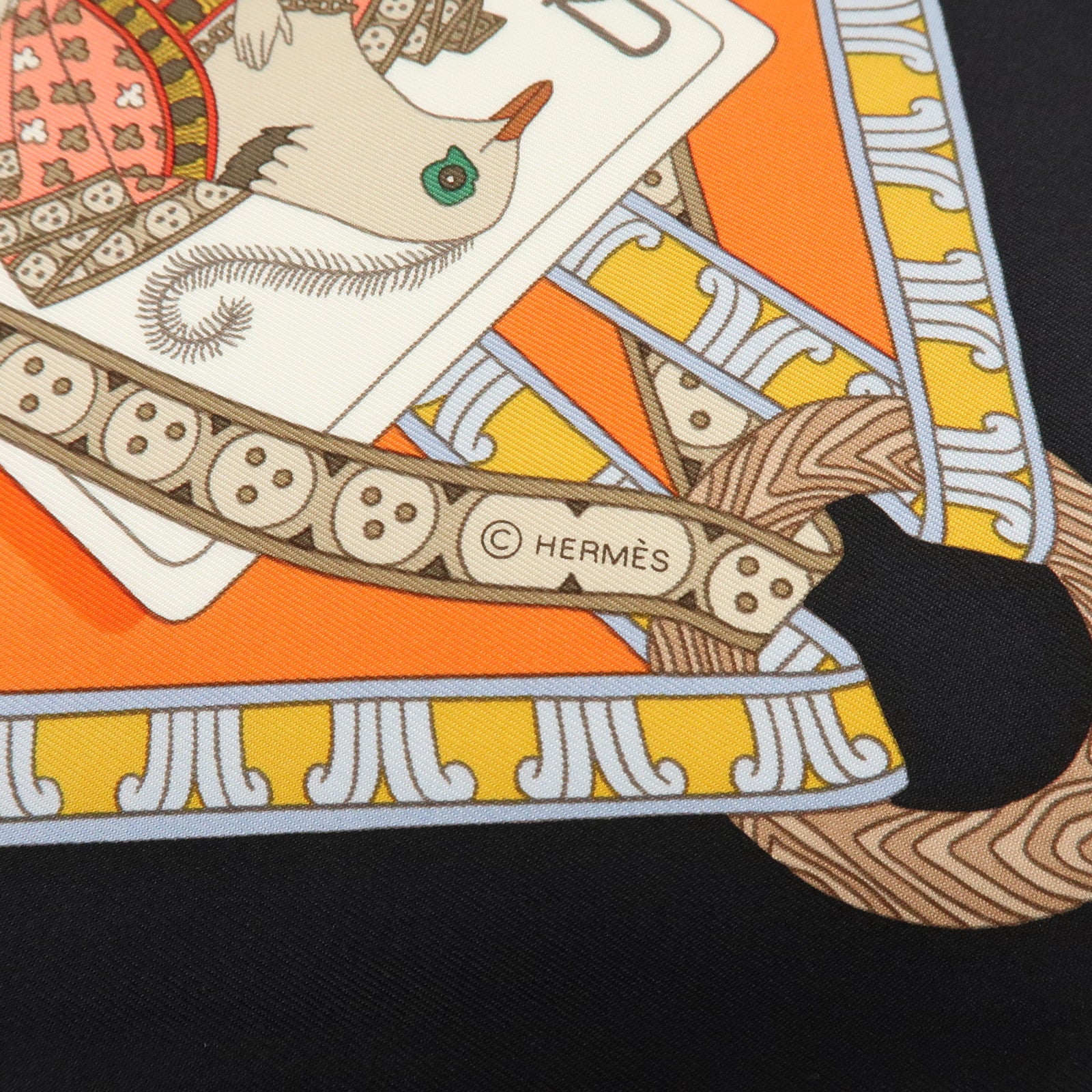 HERMES Carre 90 Silk 100% Scarf DAME DE COEUR A VOUS L’HONNEUR