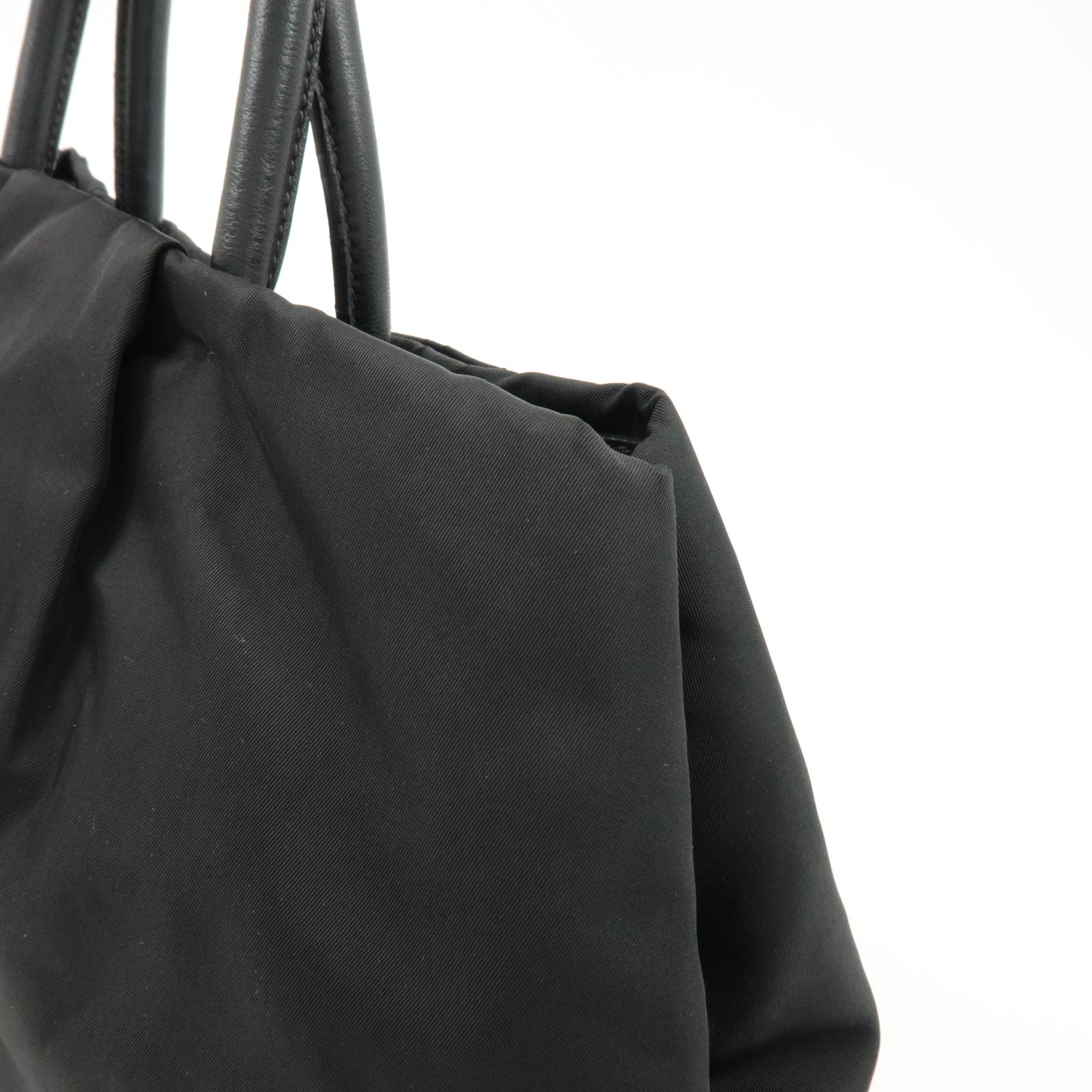 PRADA Nylon Leather Ribbon Hand Bag Tote Bag Black BN1601 Used