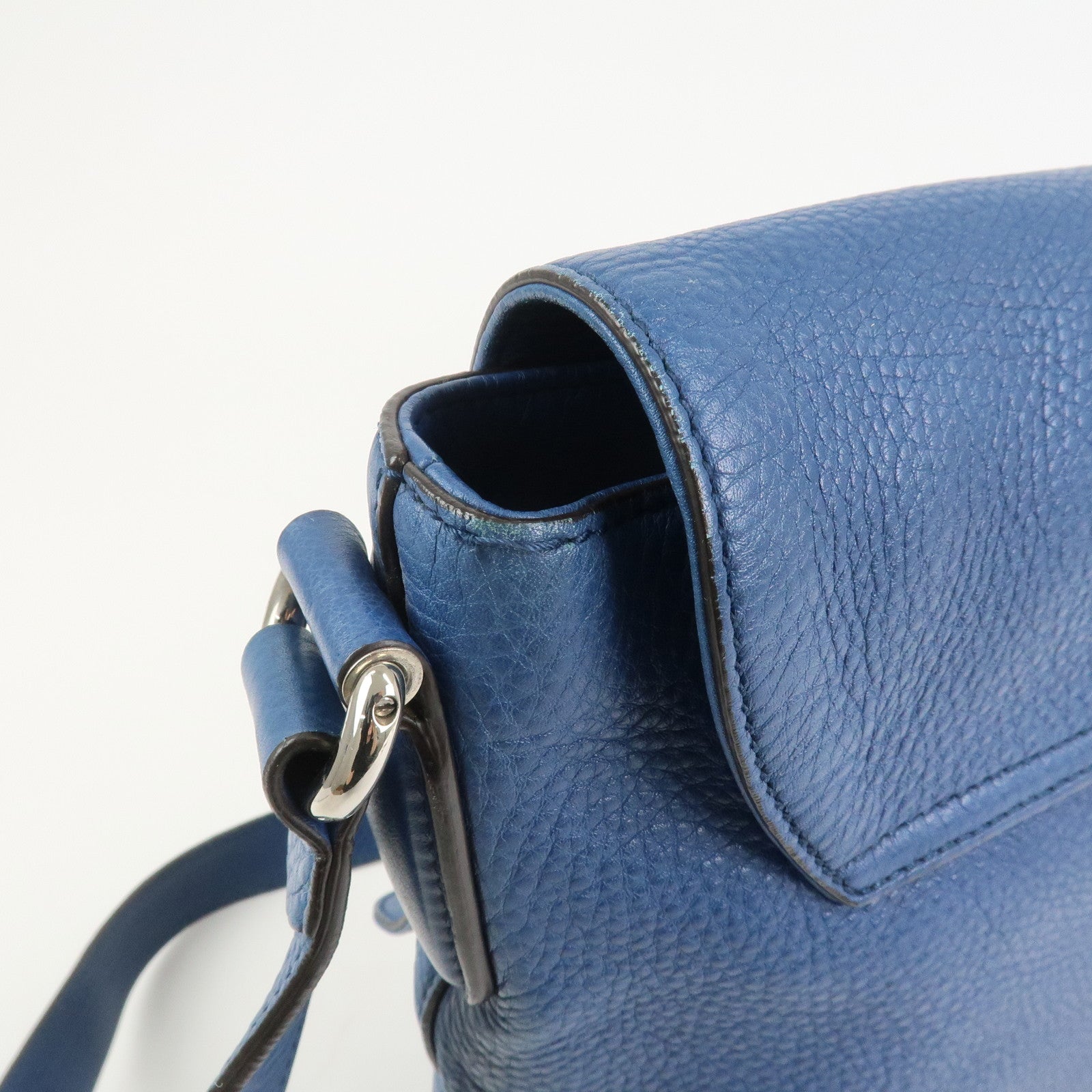 GUCCI Interlocking G Leather Shoulder Bag Crossbody Bag Blue 322056