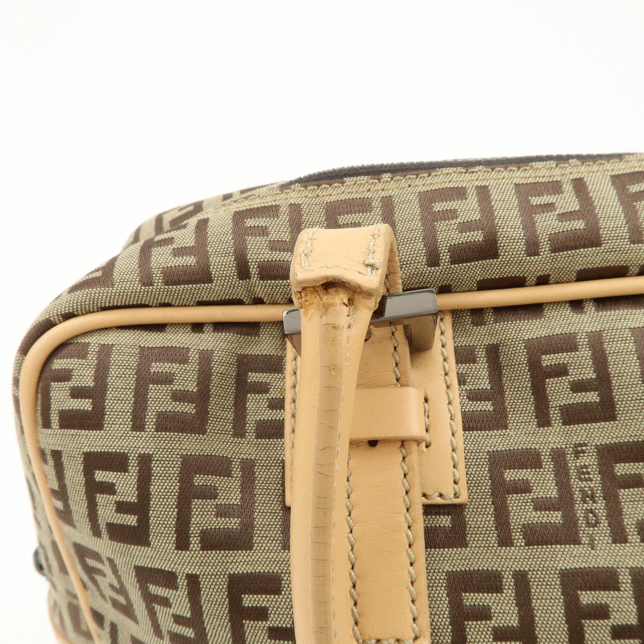 FENDI Zucchino Canvas Hand Bag Shoulder Bag Brown 8BN005