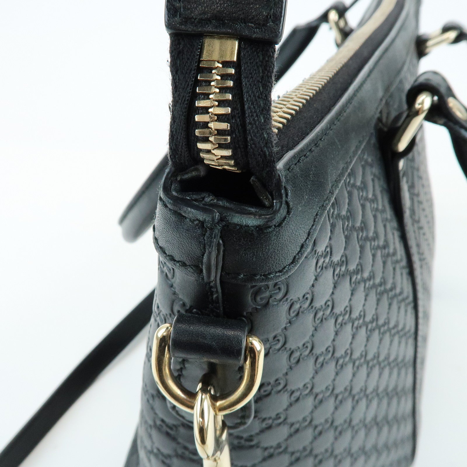 GUCCI Guccissima Leather 2Way Bag Hand Bag Tote Bag Black 449656