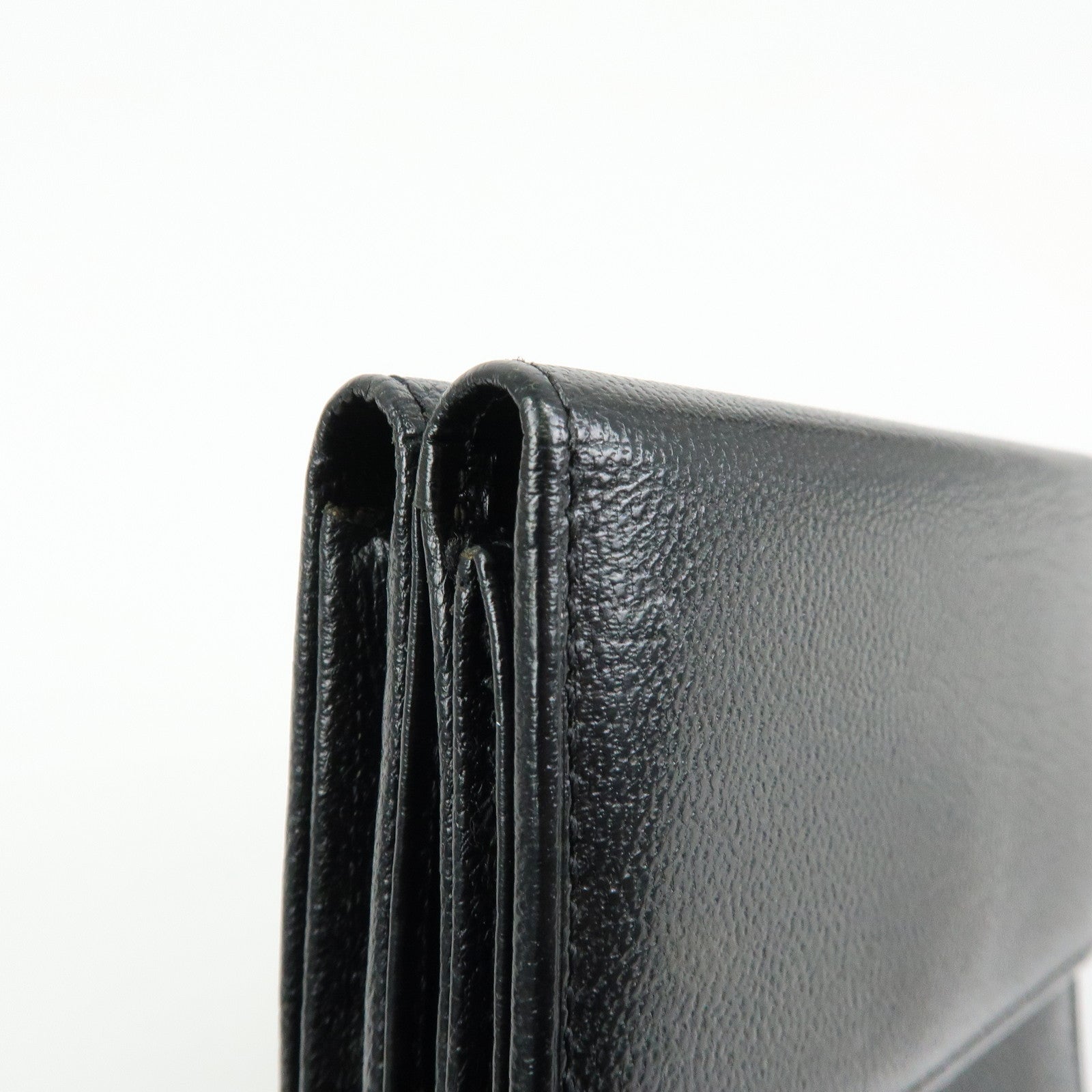 CHANEL COCO Mark Lamb Skin Tri-fold Compact Wallet Black A13456