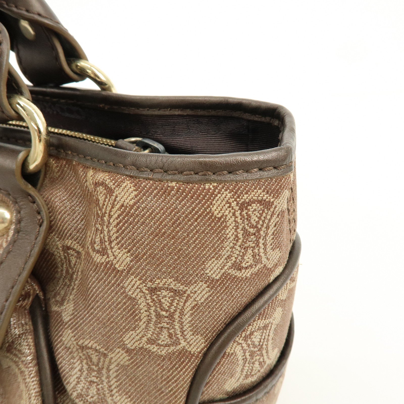 CELINE Macadam Canvas Leather Boogie Bag Hand Bag Brown