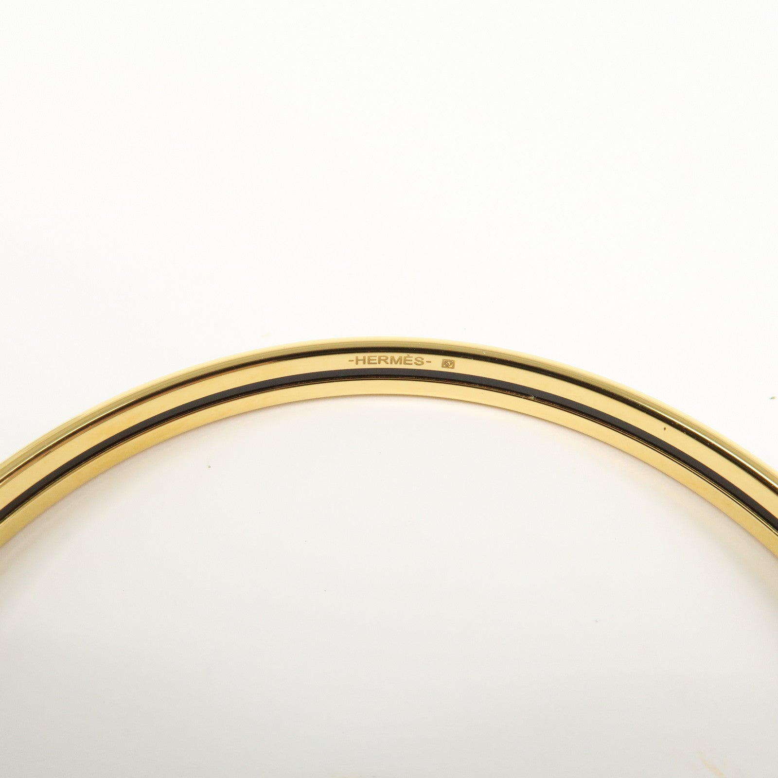 Hermes Logo Metal Uni Bangle Bracelet Right Pink Gold