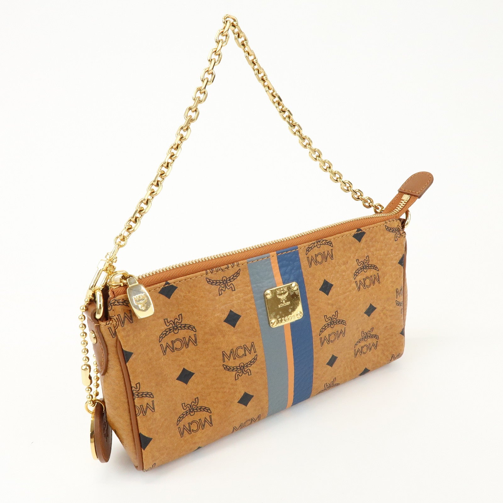 MCM Visetos Logo Leather Hand Bag Shoulder Bag Brown