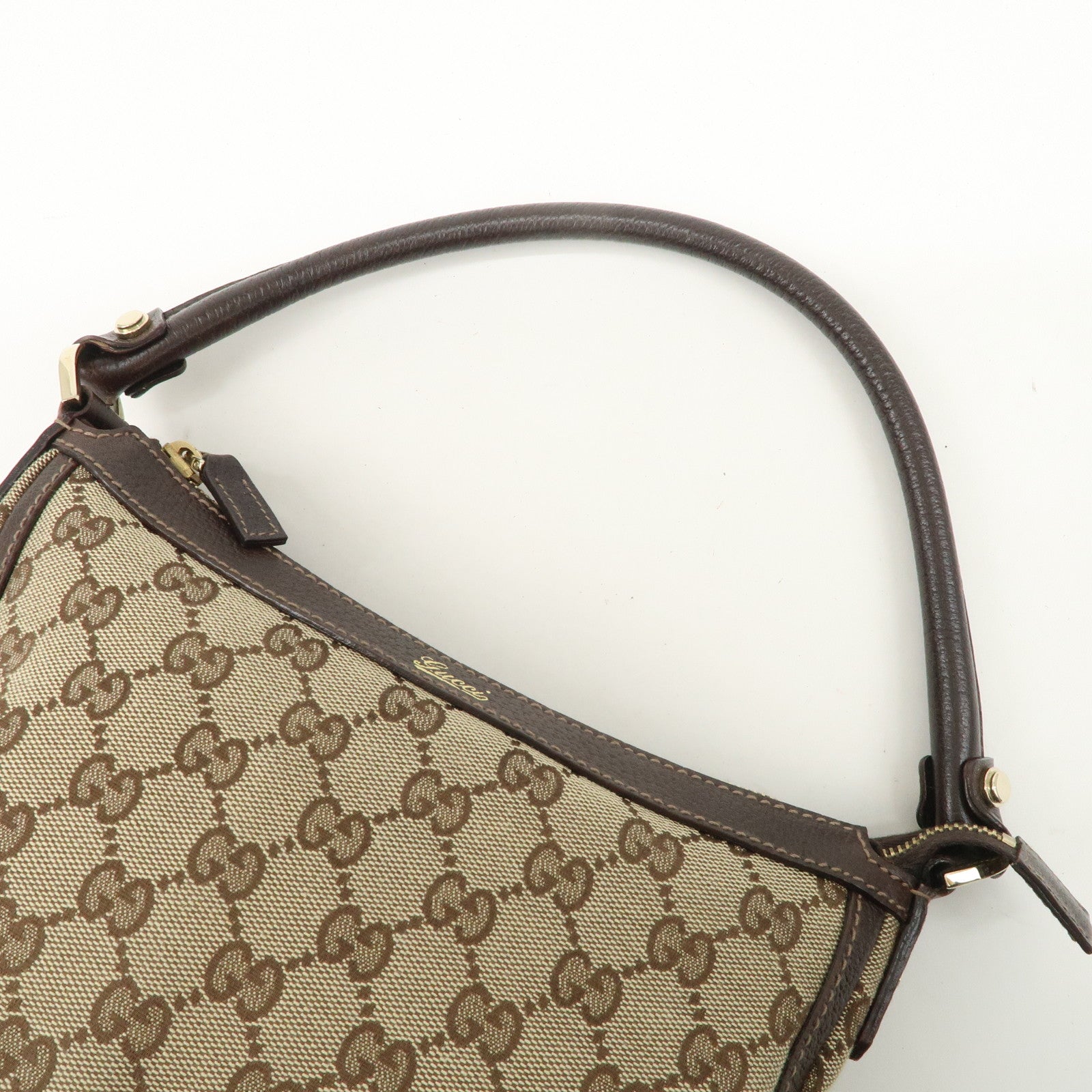GUCCI GG Canvas Shoulder Bag Hand Bag Beige Brown 146244