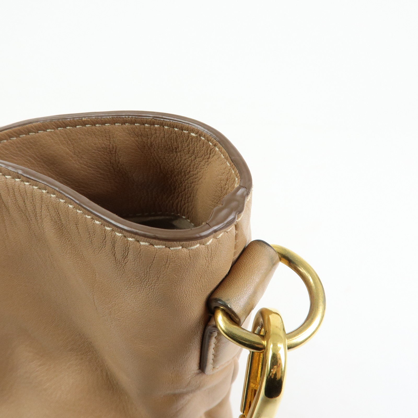 PRADA Soft Calf Leather 2Way Hand Shoulder Bag Light Brown BN1902