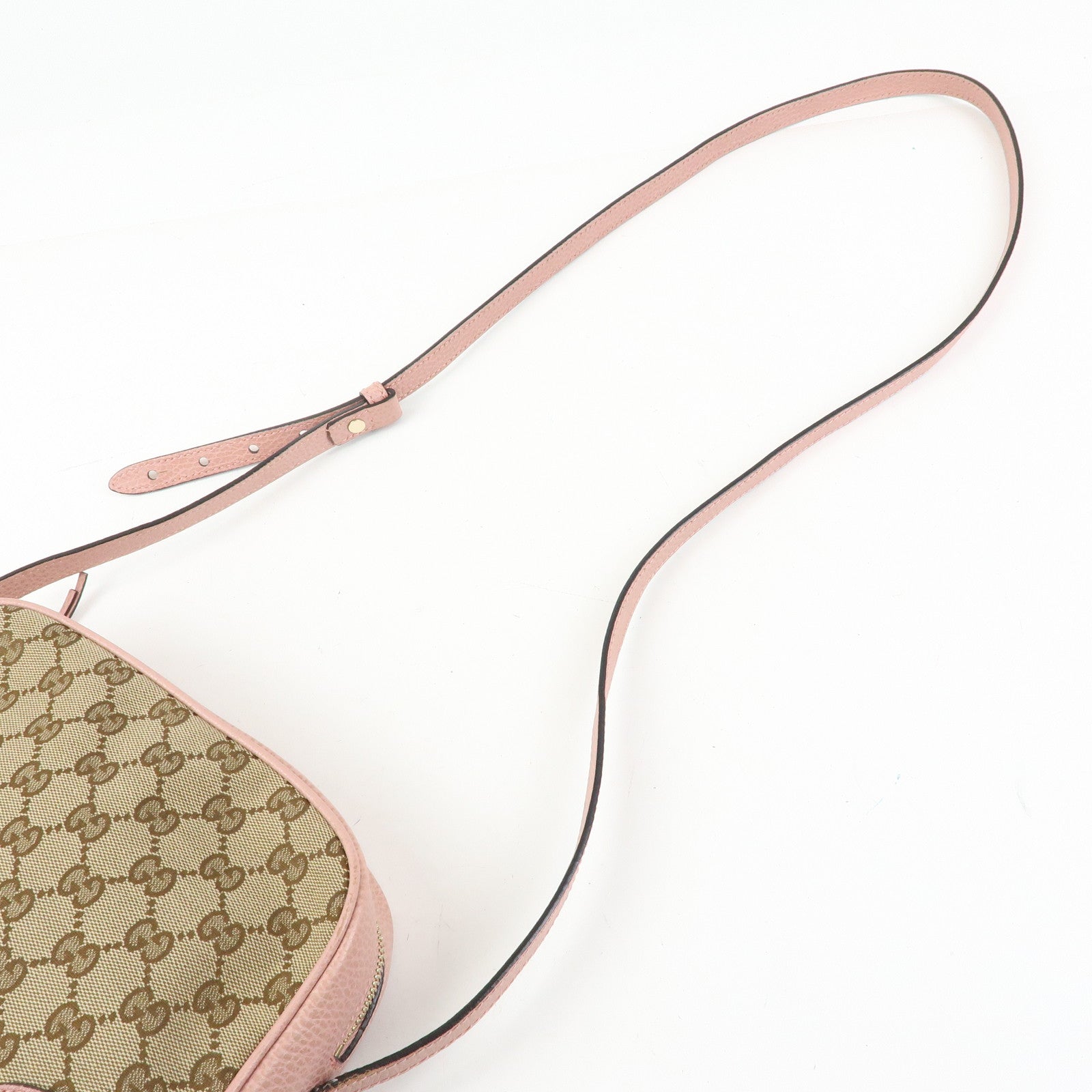 GUCCI GG Canvas Leather Shoulder Crossbody Bag Beige Pink 449413