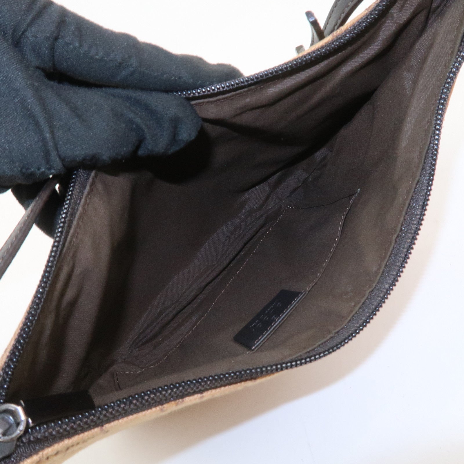 GUCCI GG Canvas Leather Hand Bag Shoulder Bag Brown 32160