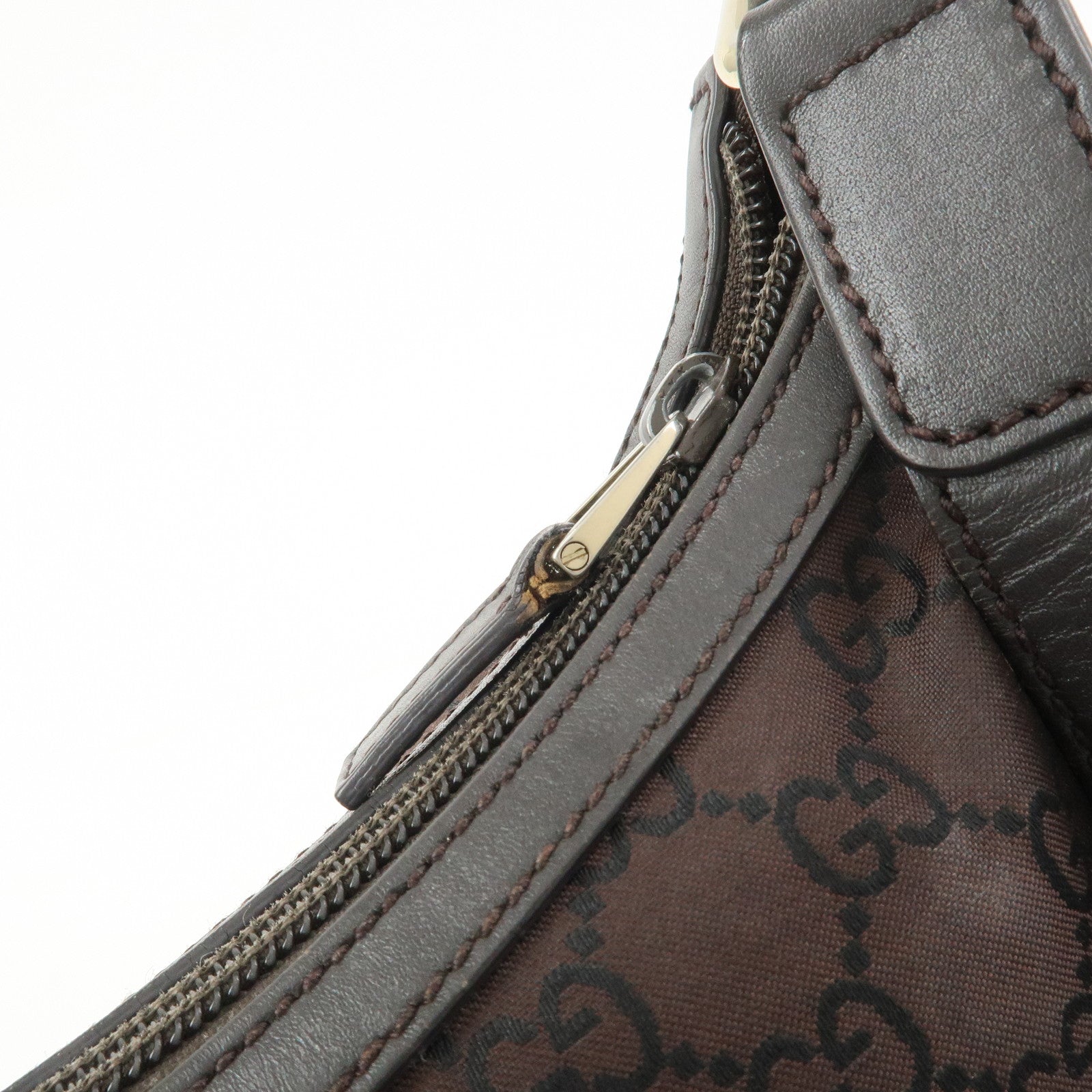 GUCCI GG Monogram Nylon Shoulder Bag Hand Bag Brown 264219
