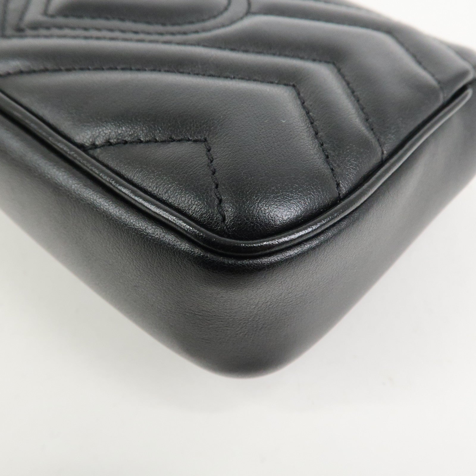 GUCCI GG Marmont Leather Chain Shoulder Bag Black 476433