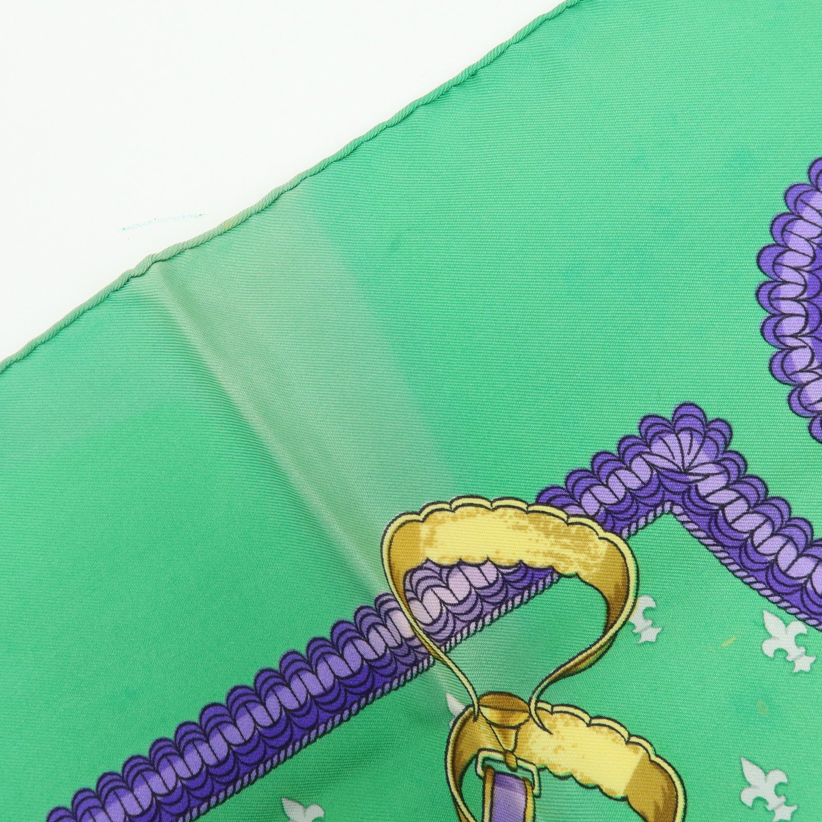 HERMES Carre 90 Set of 2 Silk 100% Scarf Navy Ivory Green Purple