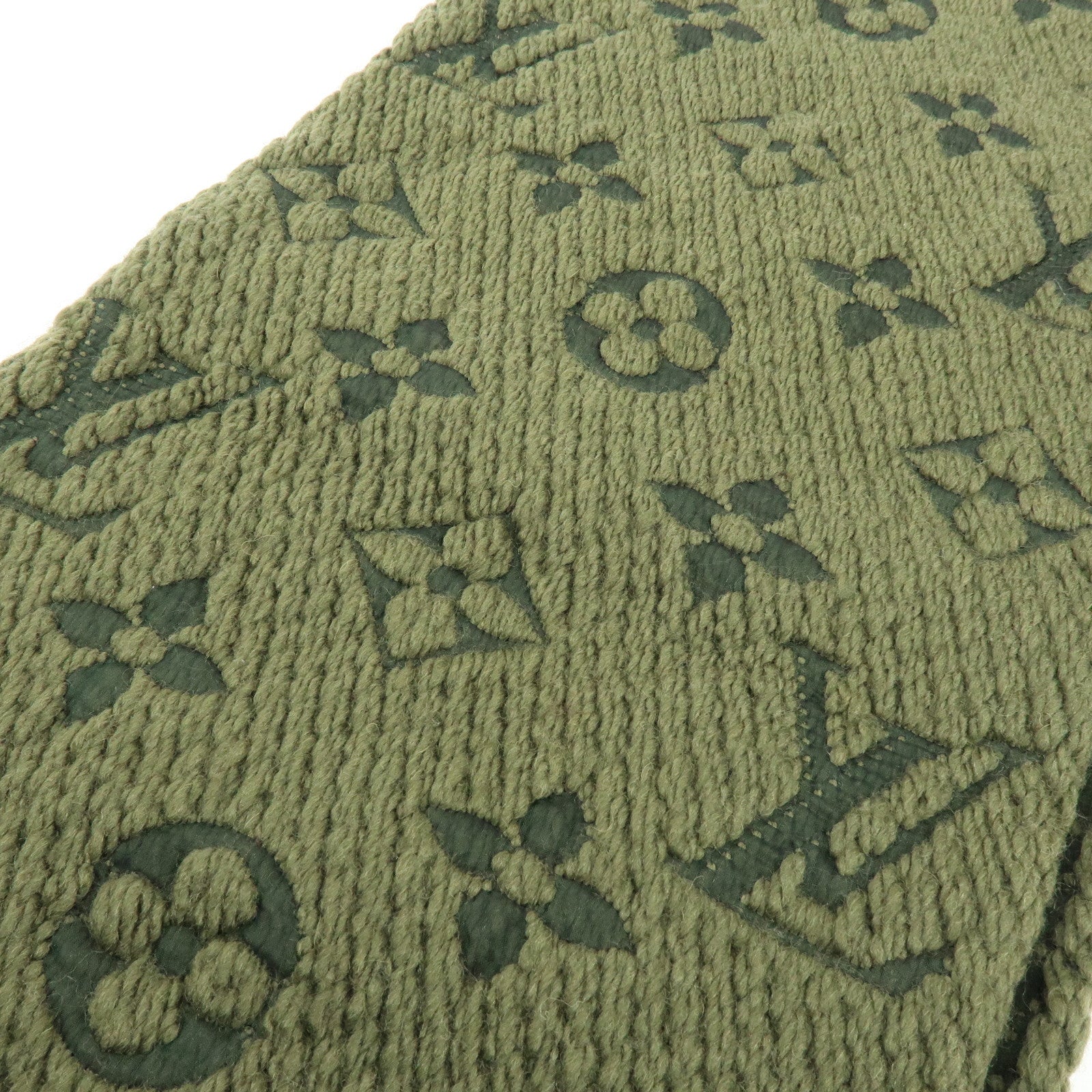 Louis Vuitton Echarpe Logomania Wool Silk Scarf Khaki 413287