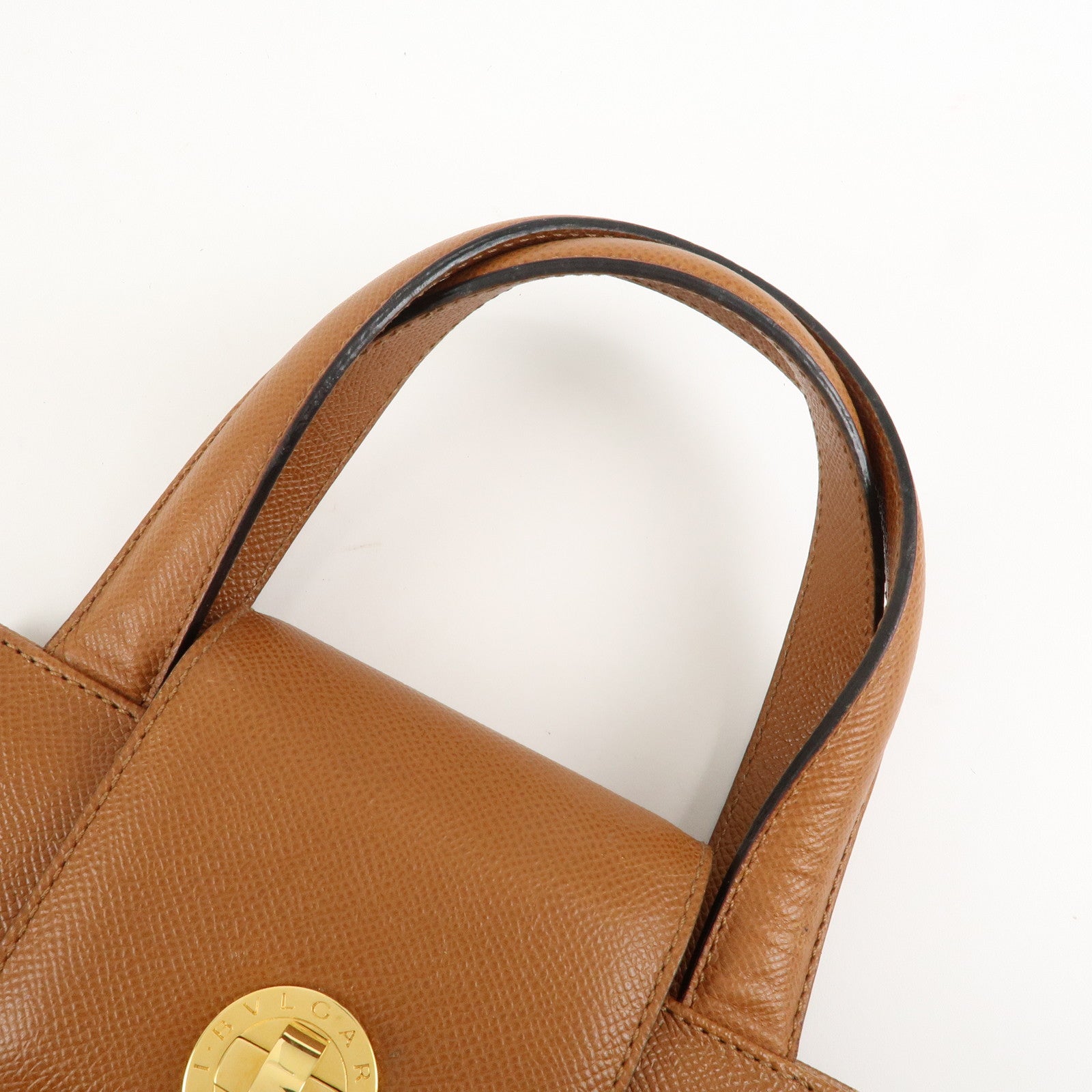 BVLGARI Bvlgari Bvlgari  Leather 2Way Bag Hand Bag Brown Gold Hardware Used